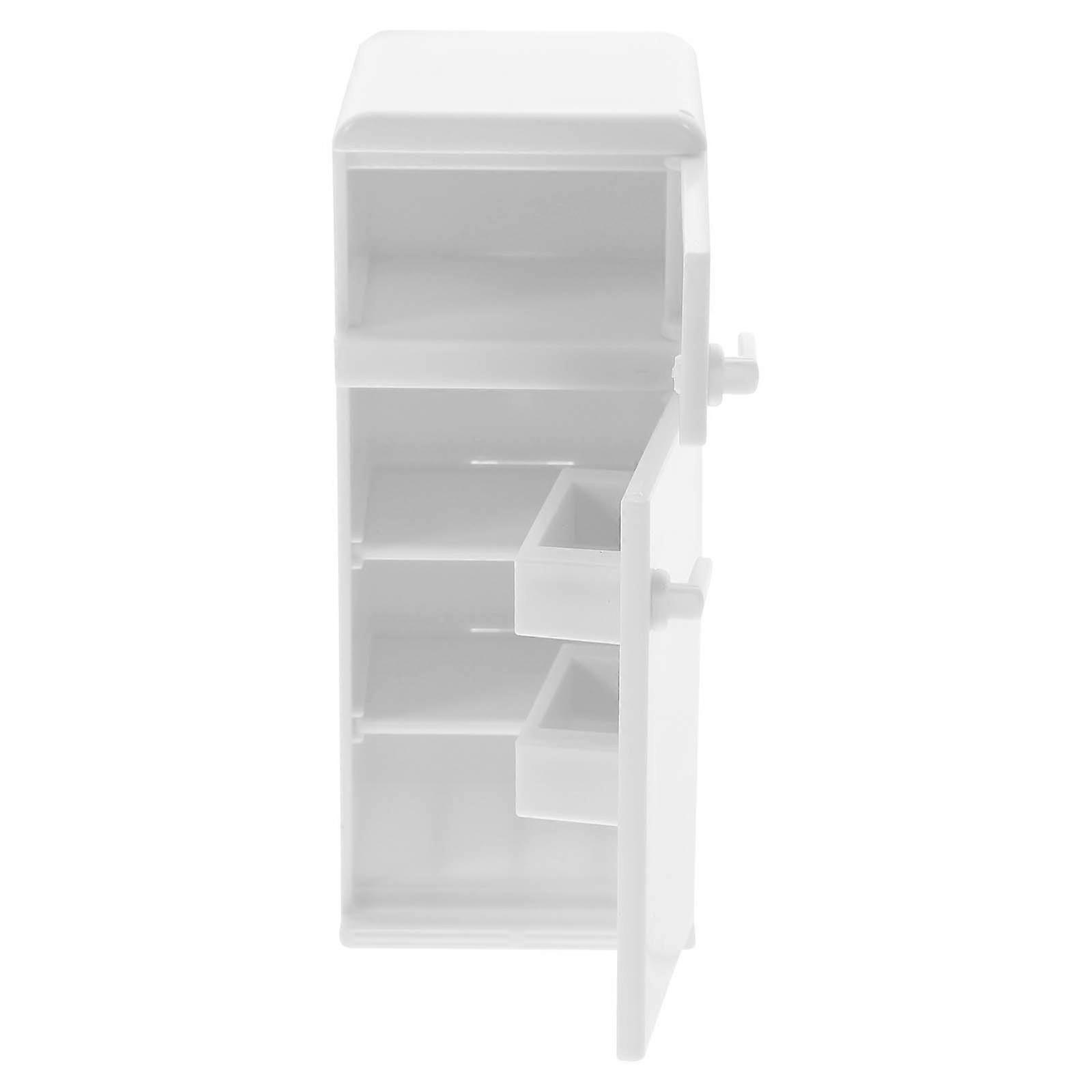 Mini Fridge Kitchen Miniatures Decor Toy for Decor Use 2Pcs White Plastic