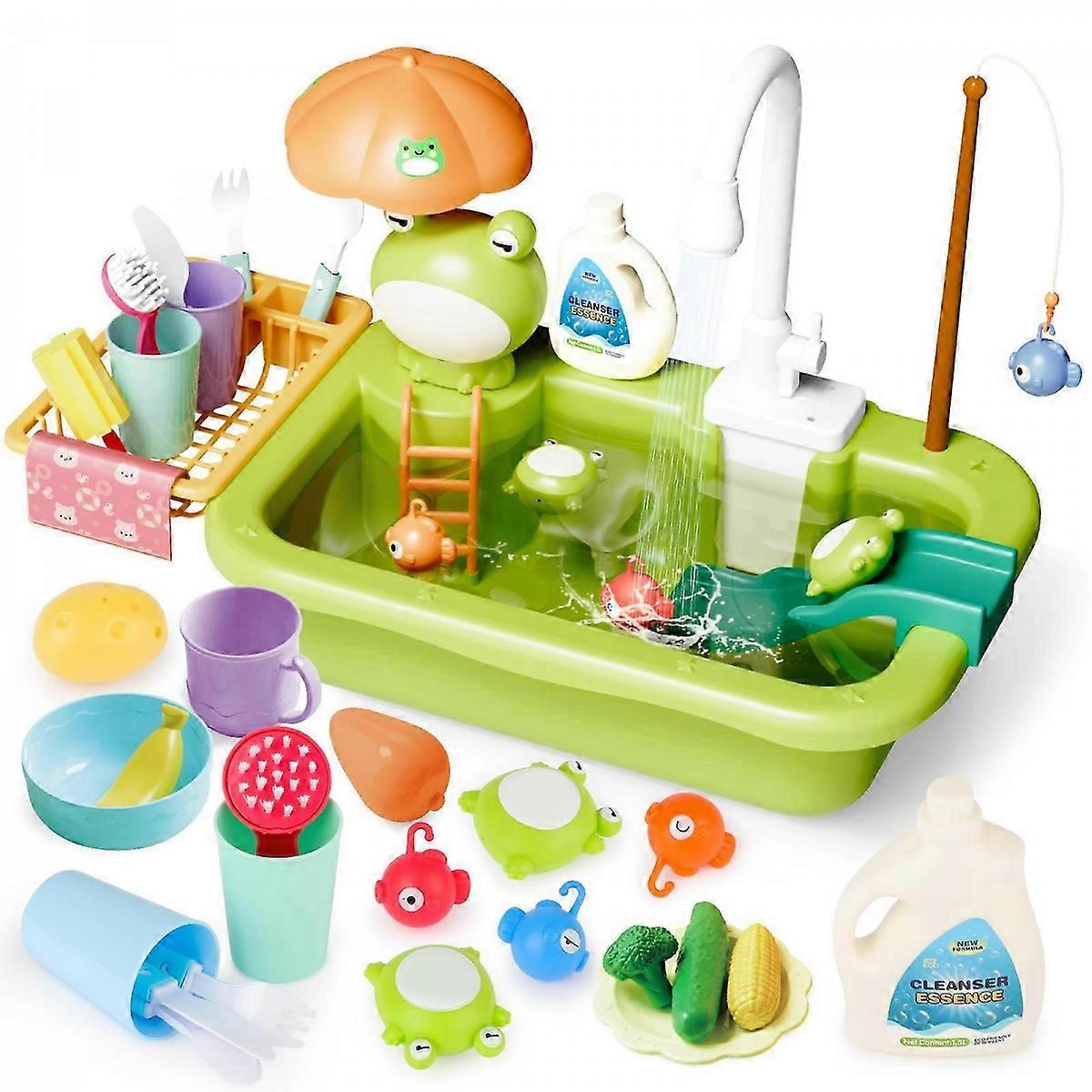 Kitchen Toy Set Simulation Kitchen Duck Sink with Water Supply Function