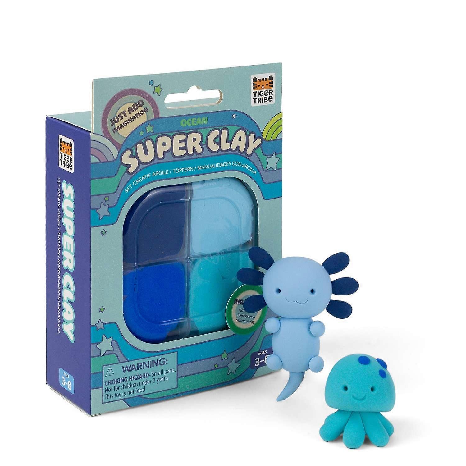 Tiger Tribe Super Clay Ocean- Blue Air Dry Dough Modelling Kit, Crafts for Kids