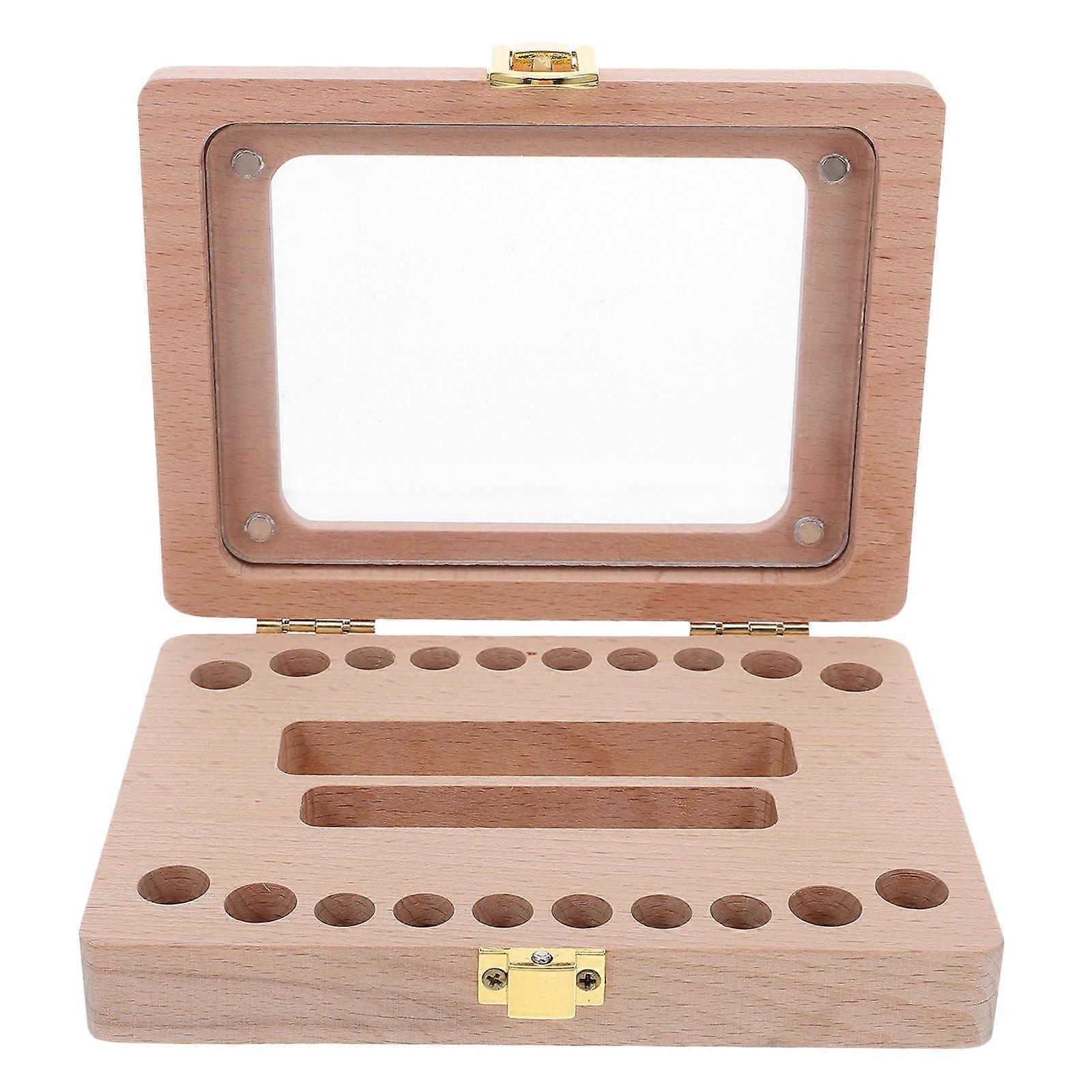 Baby Teeth Keepsake Box Wooden Tooth Storage Box for Baby Memory