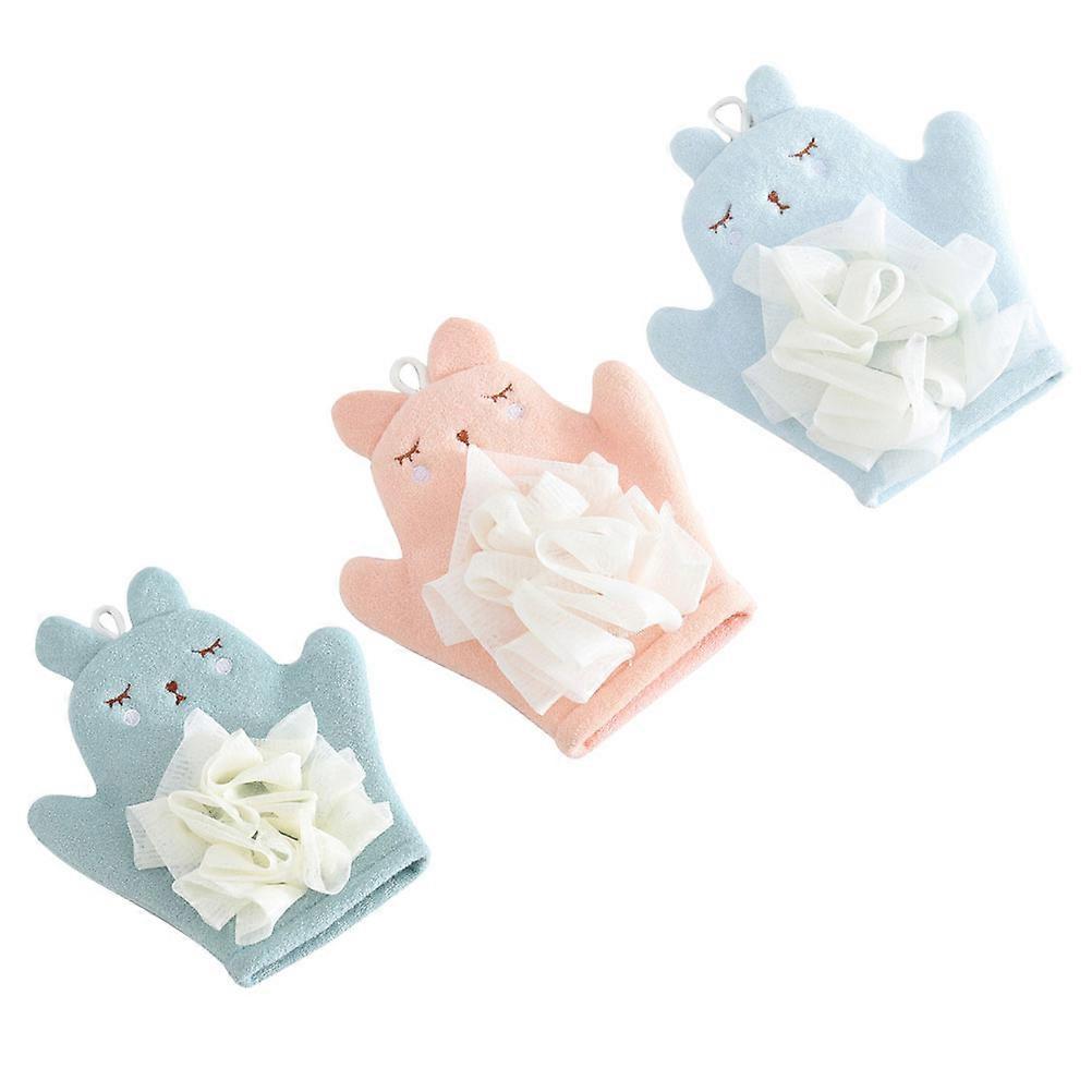 Exfoliating Wash Gloves 3Pcs Set Glove Shape For Children Durable Skin-Friendly Ideal For Home Use Travel