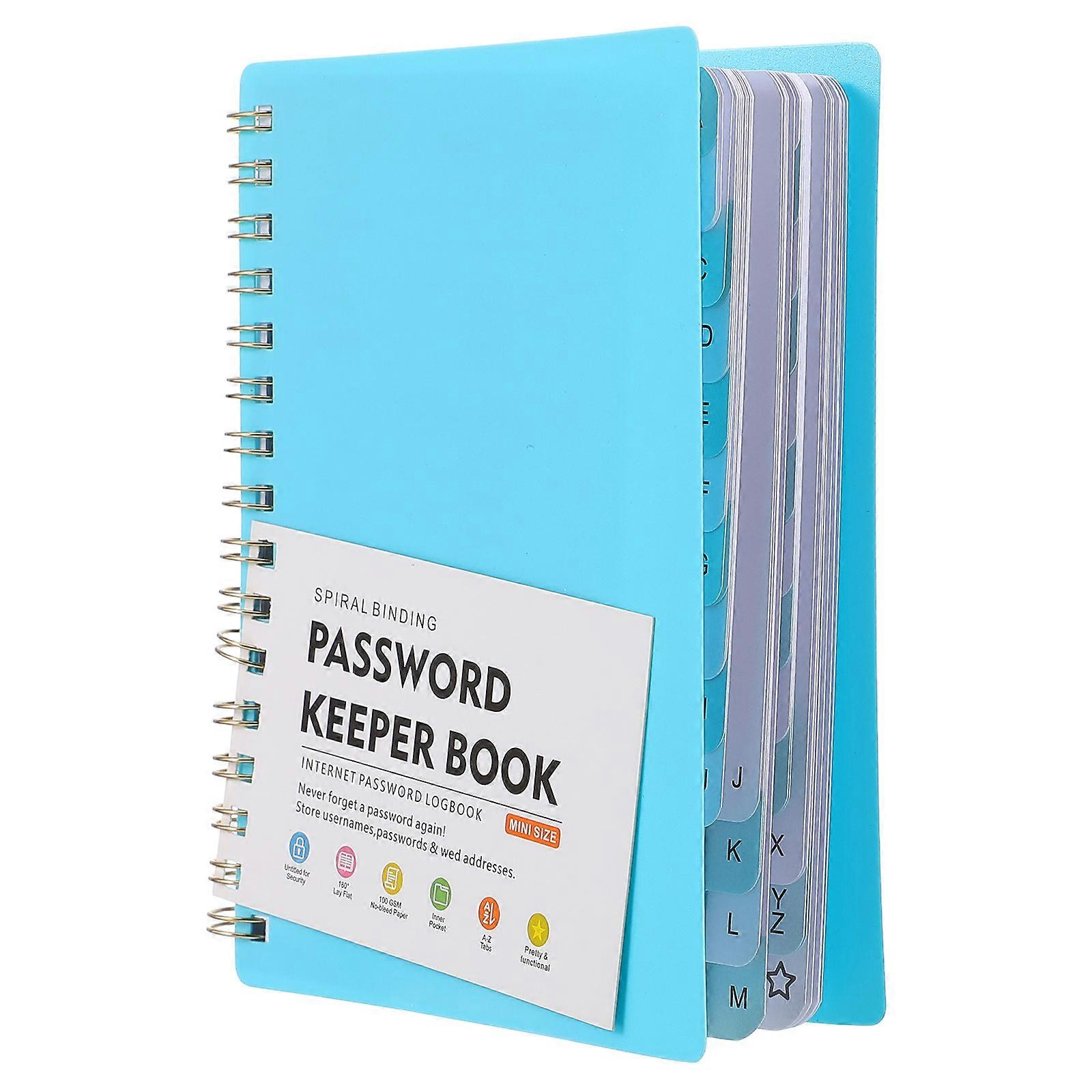 Password Keeper Book With Alphabetical Tabs For Efficient Website Login Storage In Sky-Blue Color With Spiral-Bound Design 4Pcs