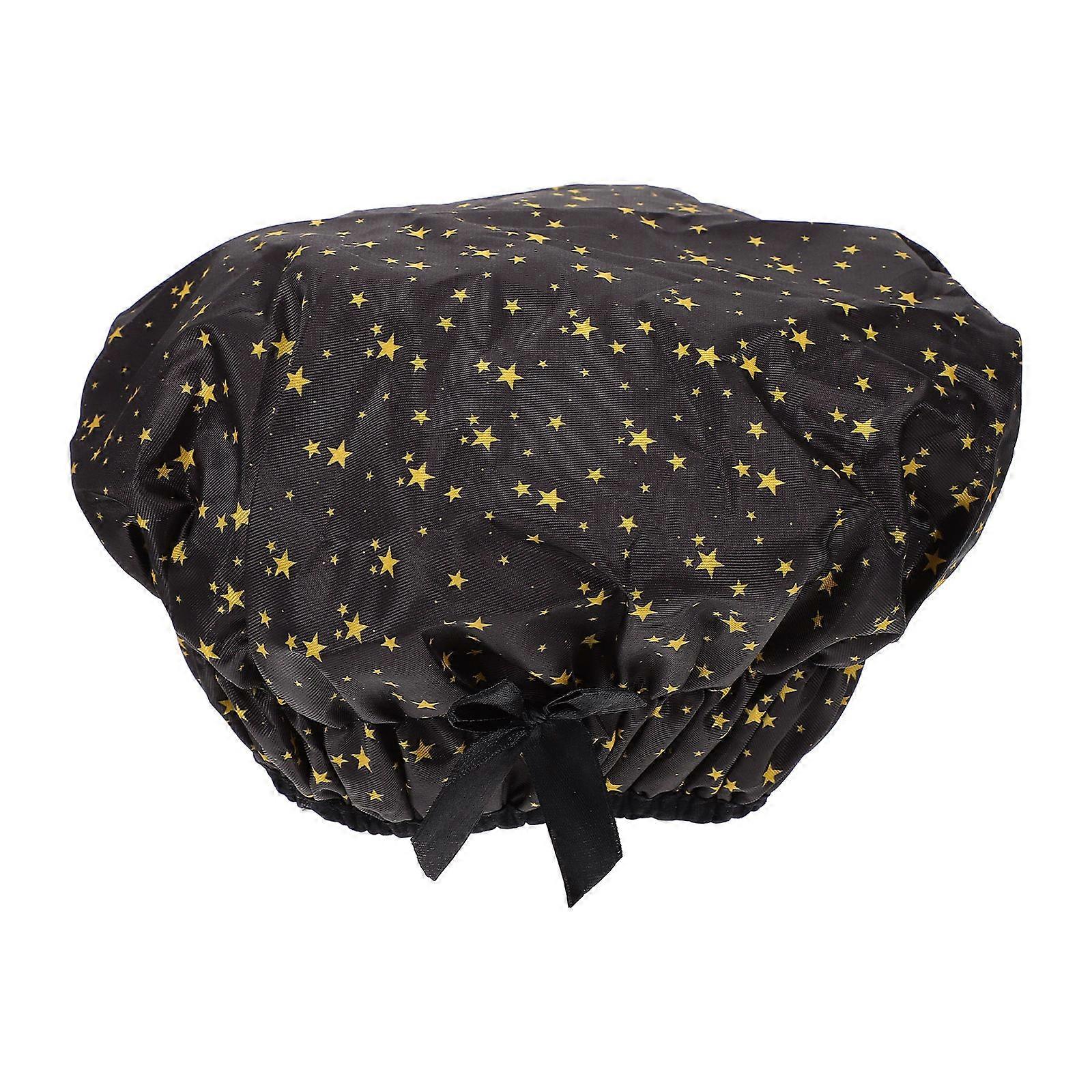 Bathing Shower Hat Women Double Layers Waterproof Bowknot 2Pcs