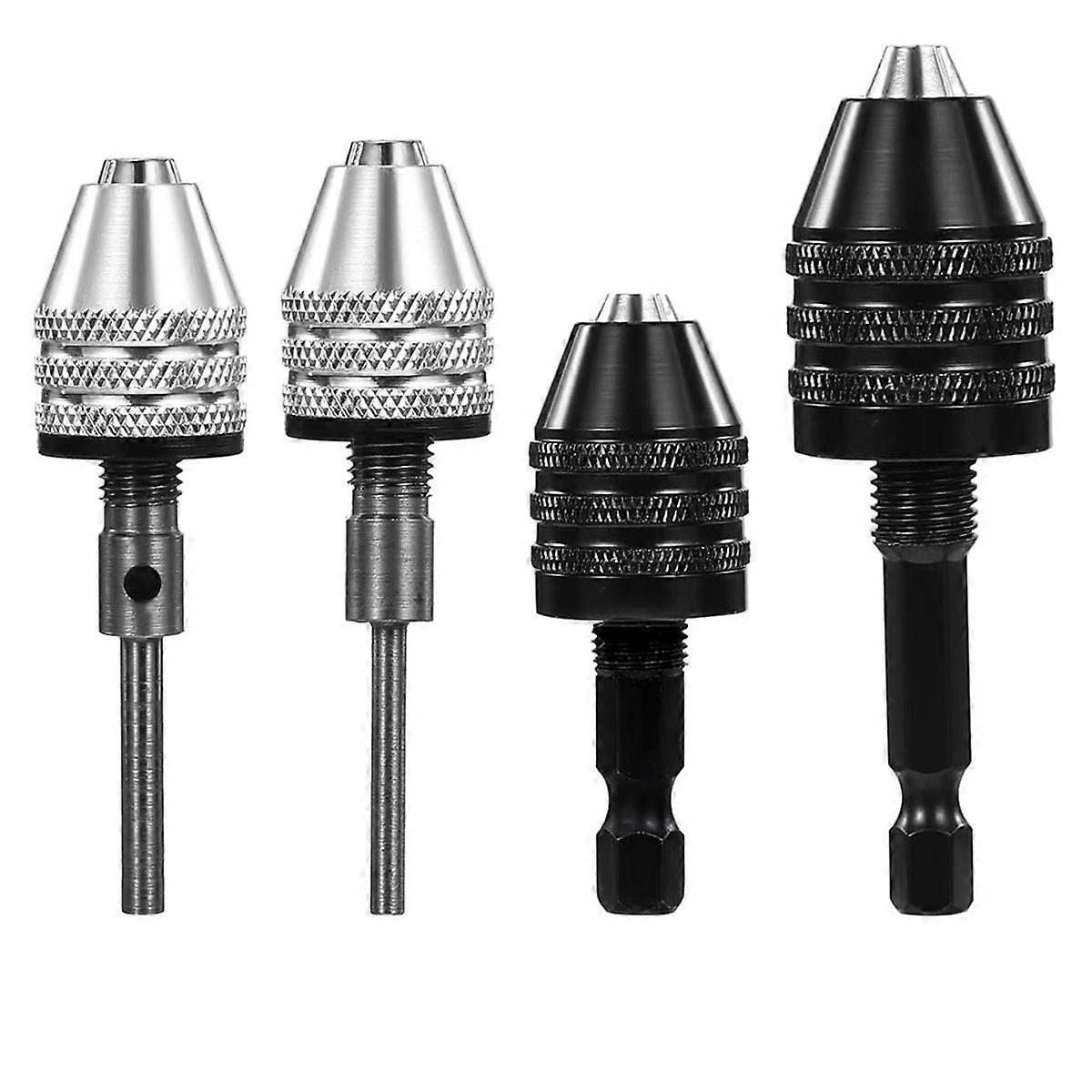 4Pack Round to Hex Adapter 1/4 1/8 1/16Inch Drill Chuck Adapter Keyless Drill Chuck Bit Hex for Impact Driver Conversion
