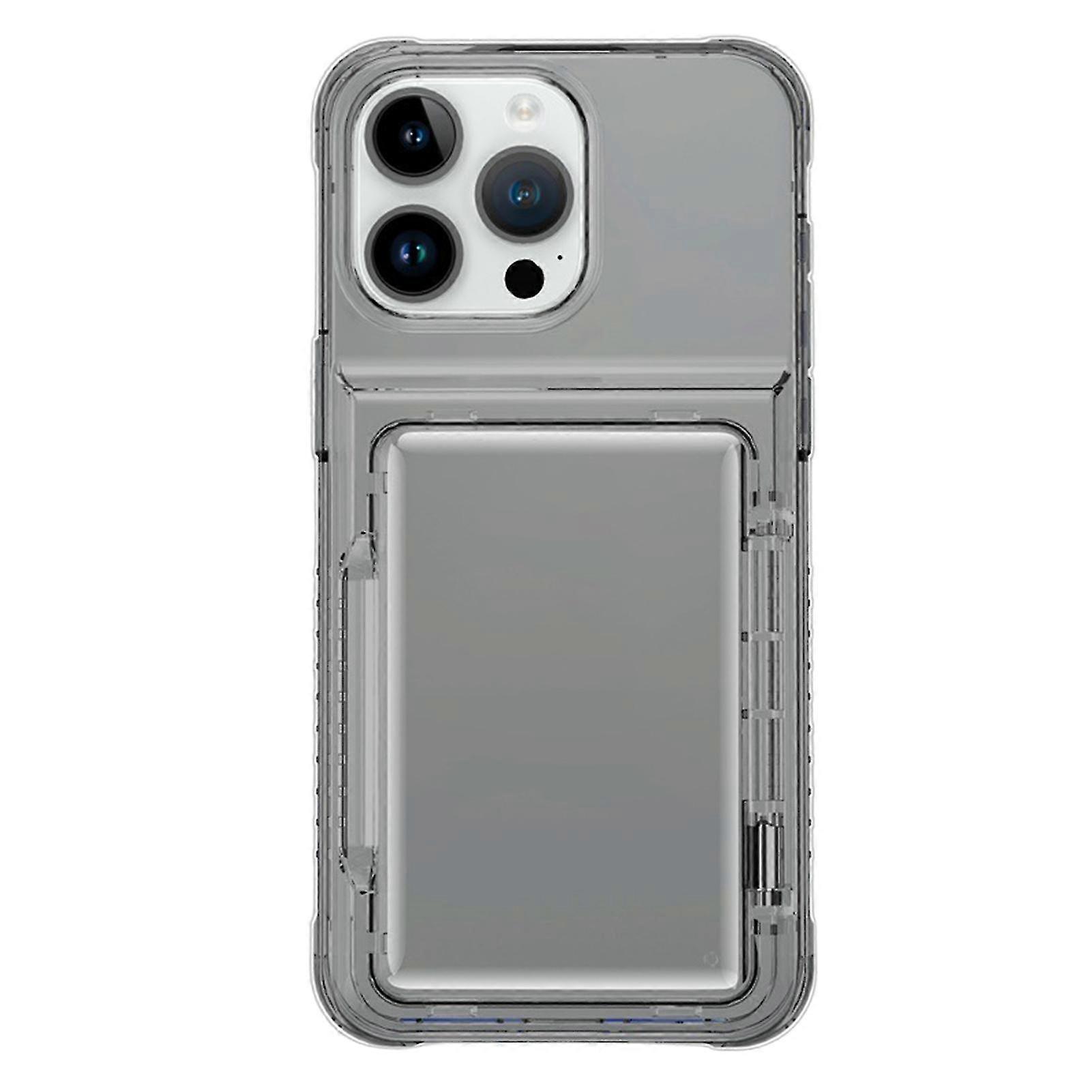 2025 Clear Silicone Phone Case Shockproof Anti-drop with Card Slot Phone Support Protective Back Cover for iPhone 14/15 Series