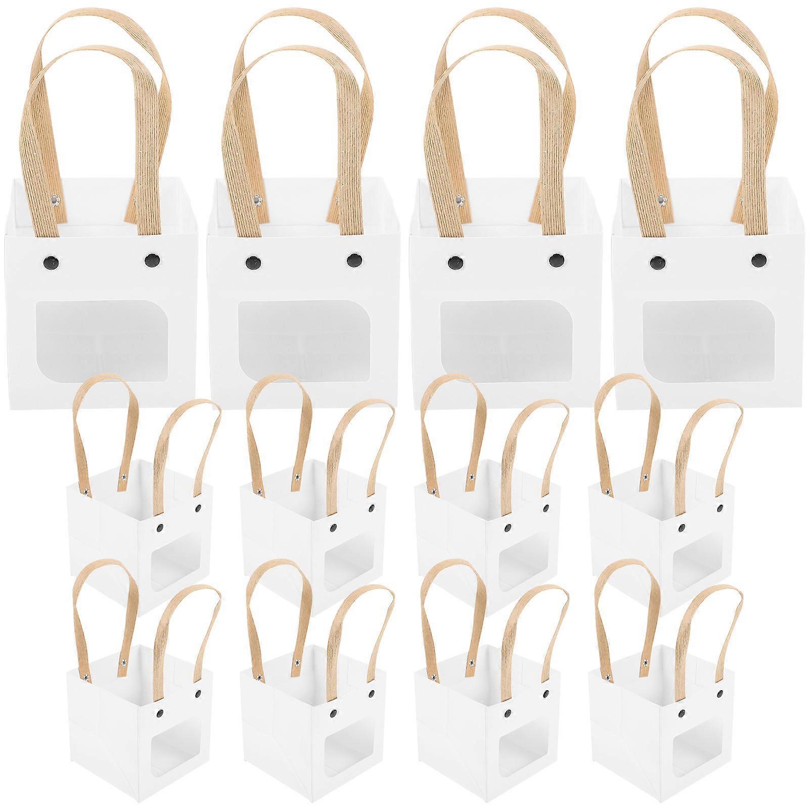 White Gift Bags with Window for Storage Use 12Pcs with Handle