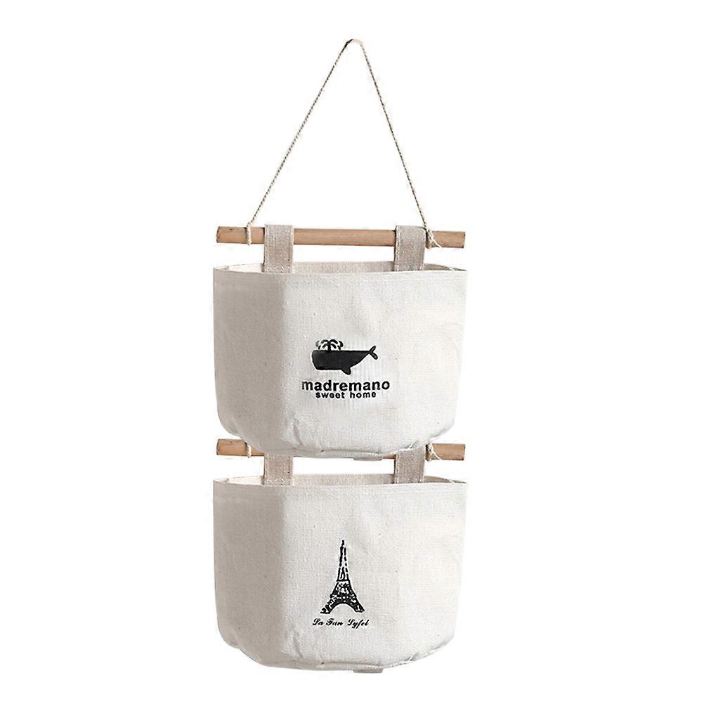 Wall Mounted Storage Bag Cotton and Linen for Storage Use 4Pcs with Cartoon Animal Patterns