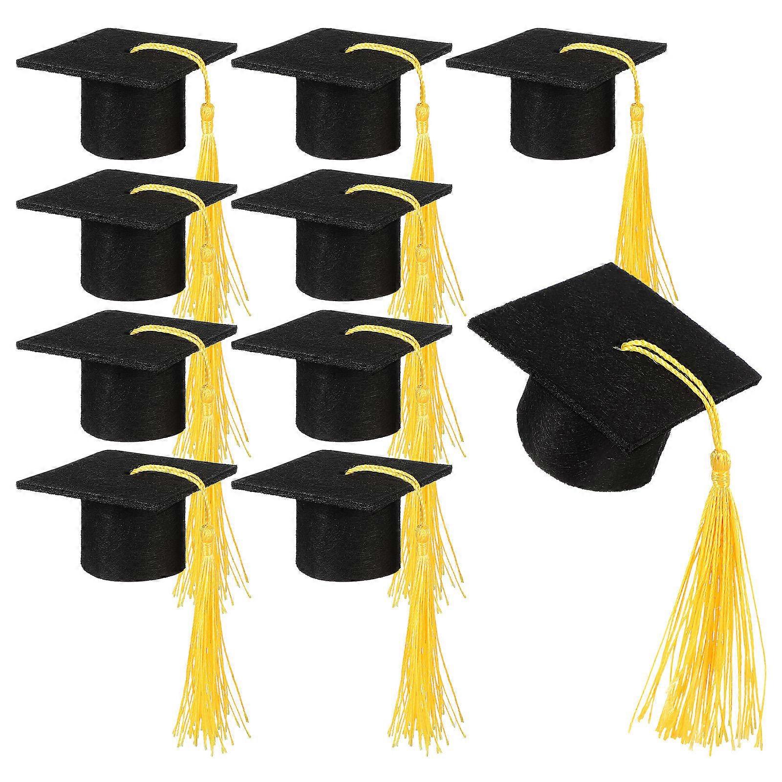 Cake Mini Graduation Caps Decorations for Party Use 70Pcs Yellow