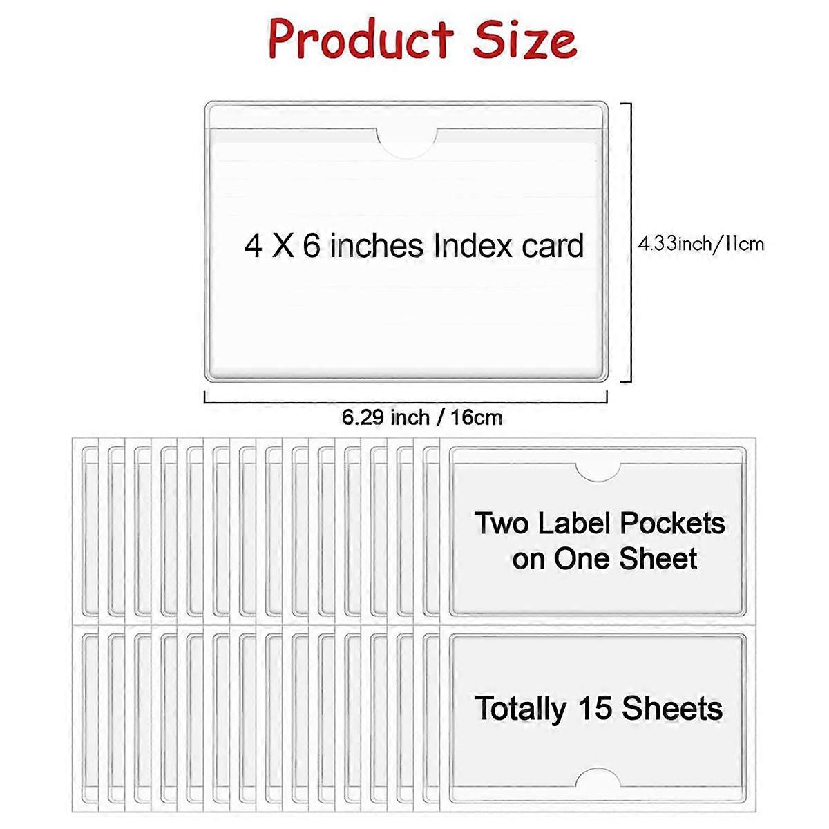 Clear Adhesive Pockets 4X6In Index Card Pockets Self Adhesive (30PCS)