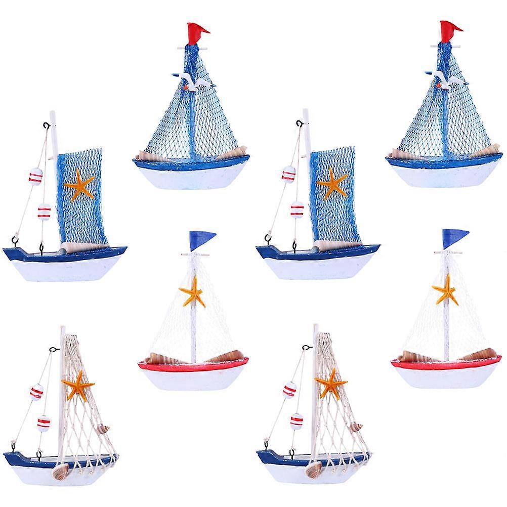 Wooden Sailing Boat Nautical Sailboat Model for Decoration 40Pcs Mini Set
