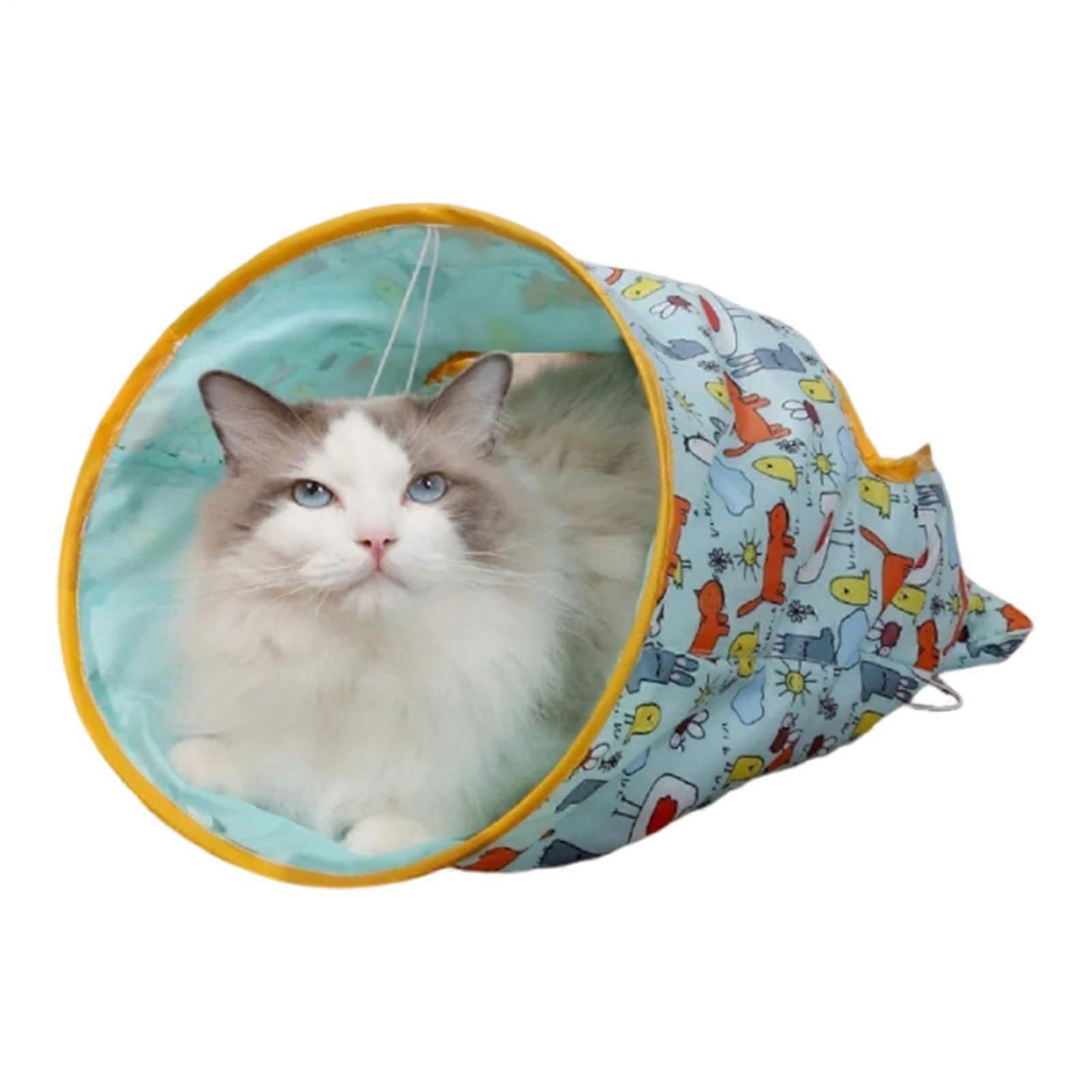 Cat Play Tunnel Foldable Hide Seek Paper Bag Cat Toy For Indoor Play Interactive Kitten Exercise Toy