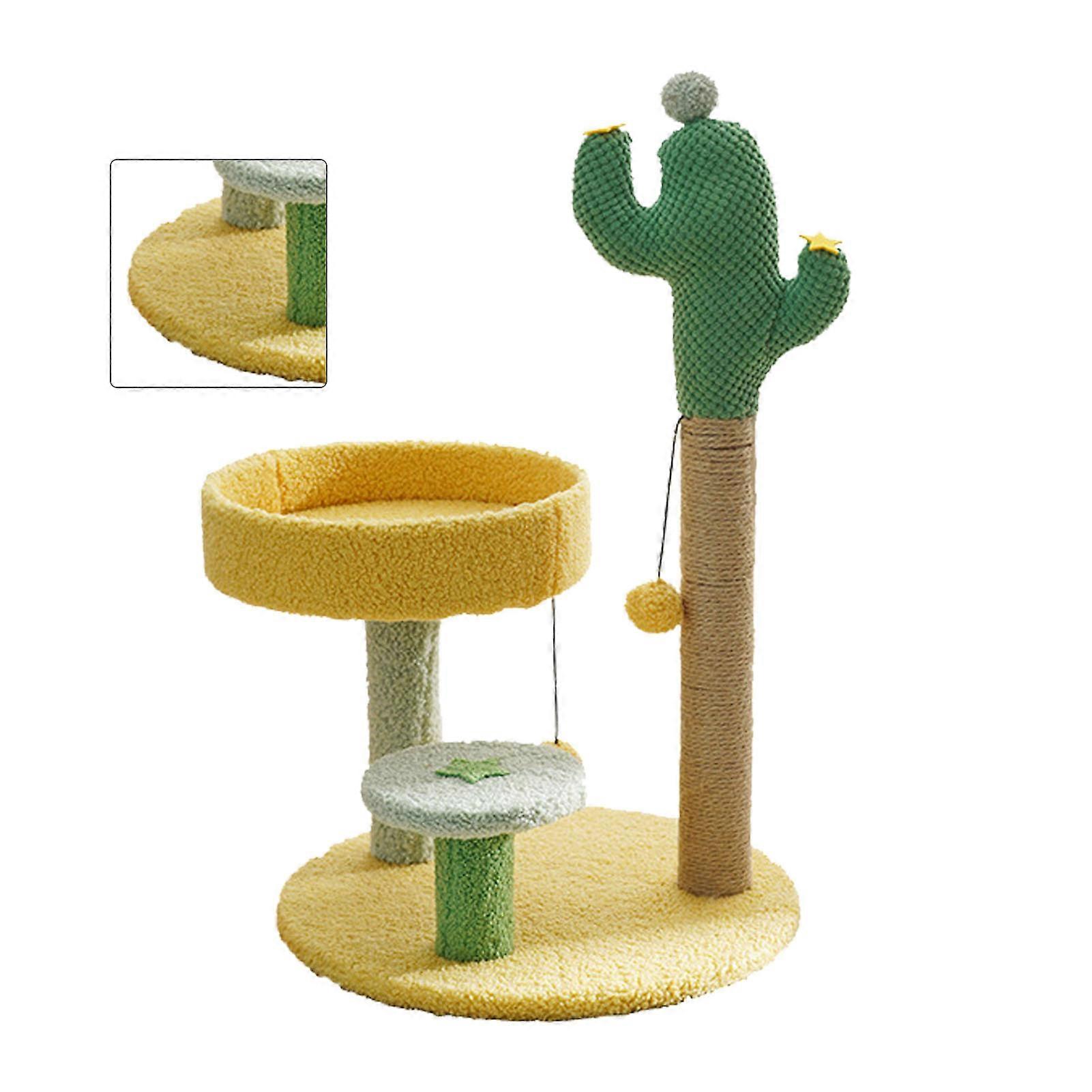 Cat Tree with Sisal Scratching Post Cactus Shape, Breathable Climbing Stand