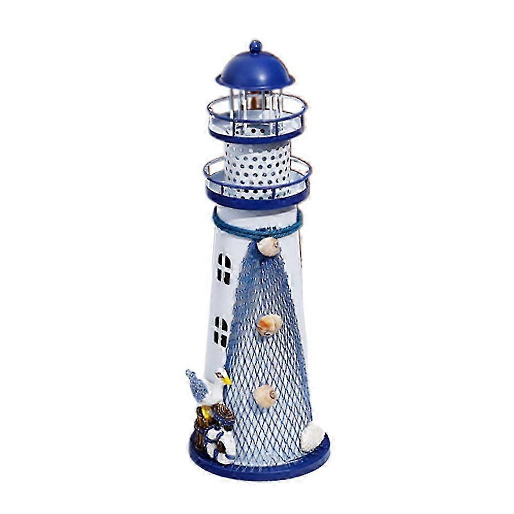 Shining Lighthouse Ornament Iron Craft Lighthouse Decorations for Home (Large Size, Random Pattern)