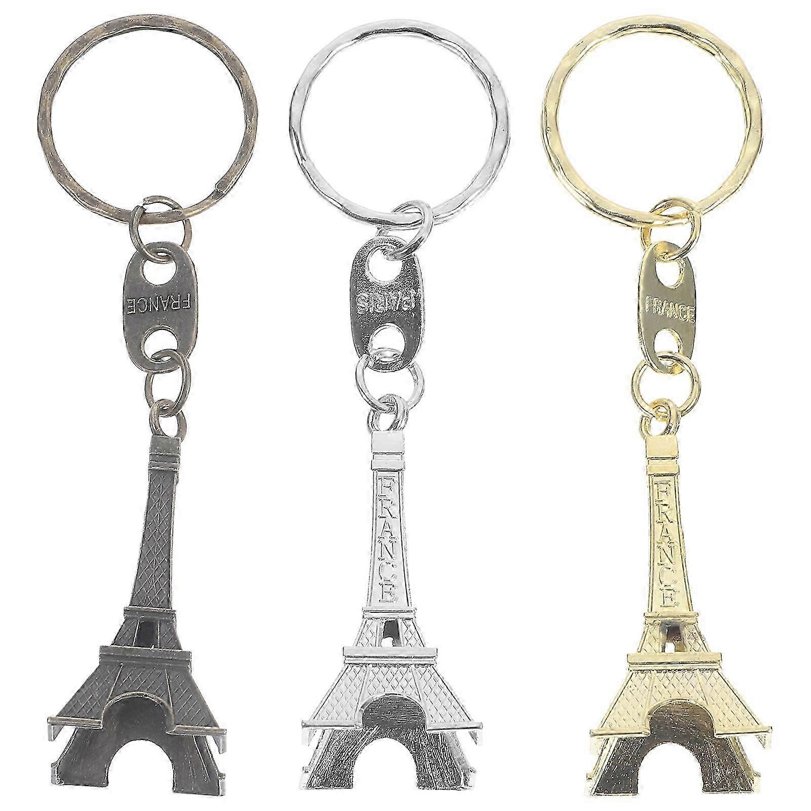 3pcs Eiffel Tower Hanging Pendant Eiffel Tower Keychain Vintage Key Rings Charms
