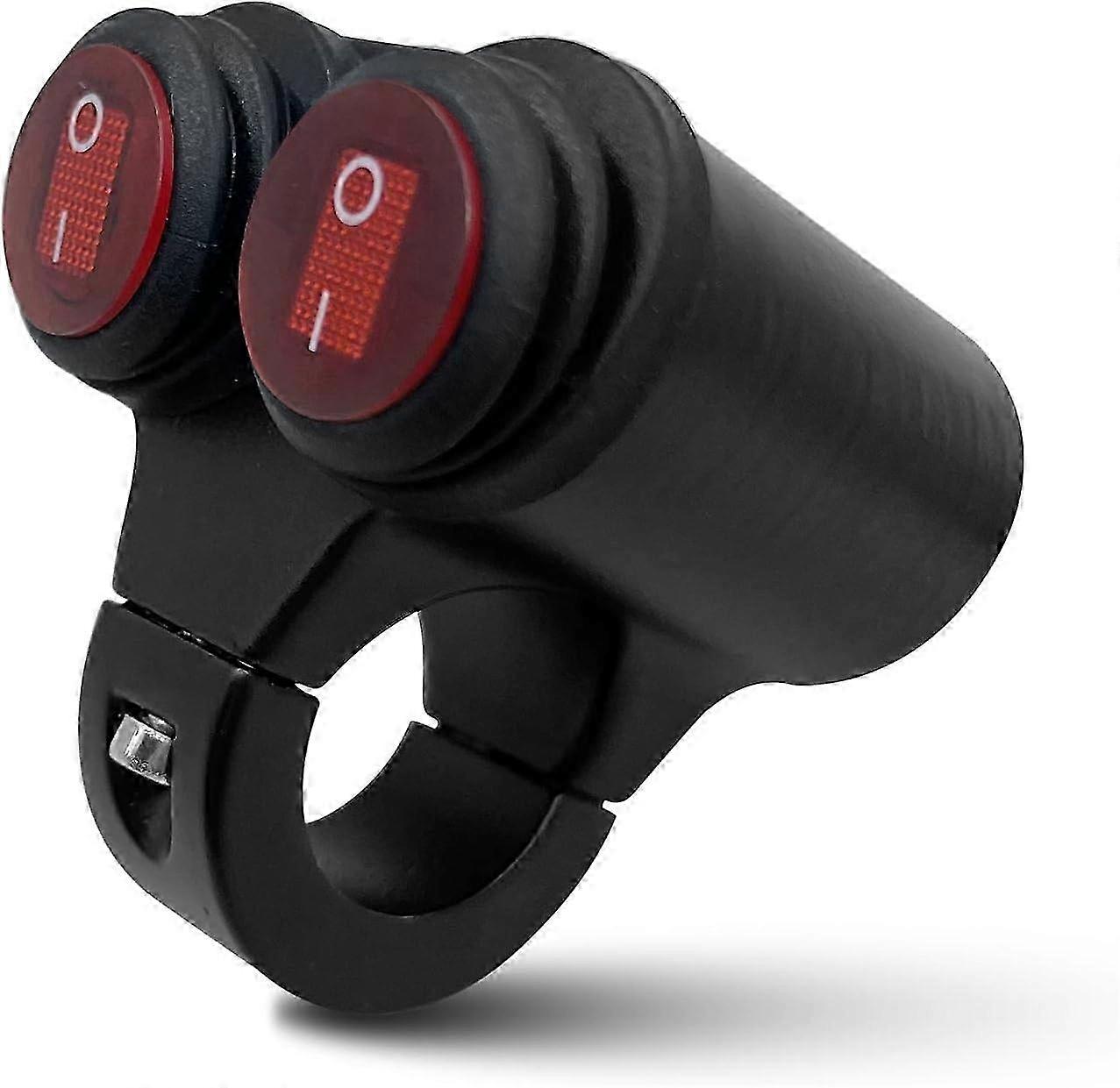 Motorcycle Handlebar Light Switch, 7/8" 22mm 12V Waterproof Double Knob Control Switch