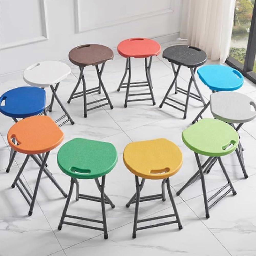 Portable Folding Kitchen Stool Modern Short Chair With Footrest And Handle Lightweight SpaceSaving Design Light Blue