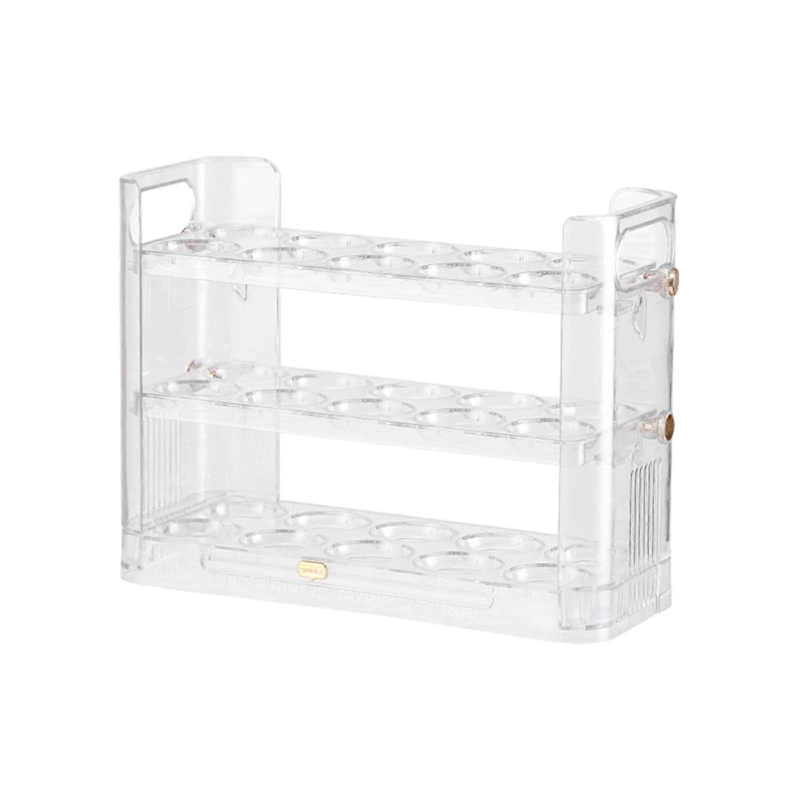 YOBOLK 3-Layer Refrigerator Reversible Eggs Shelf, Transparent Acrylic Eggs Organizer, Side Door Eggs Storage Container, Compatible with Standard