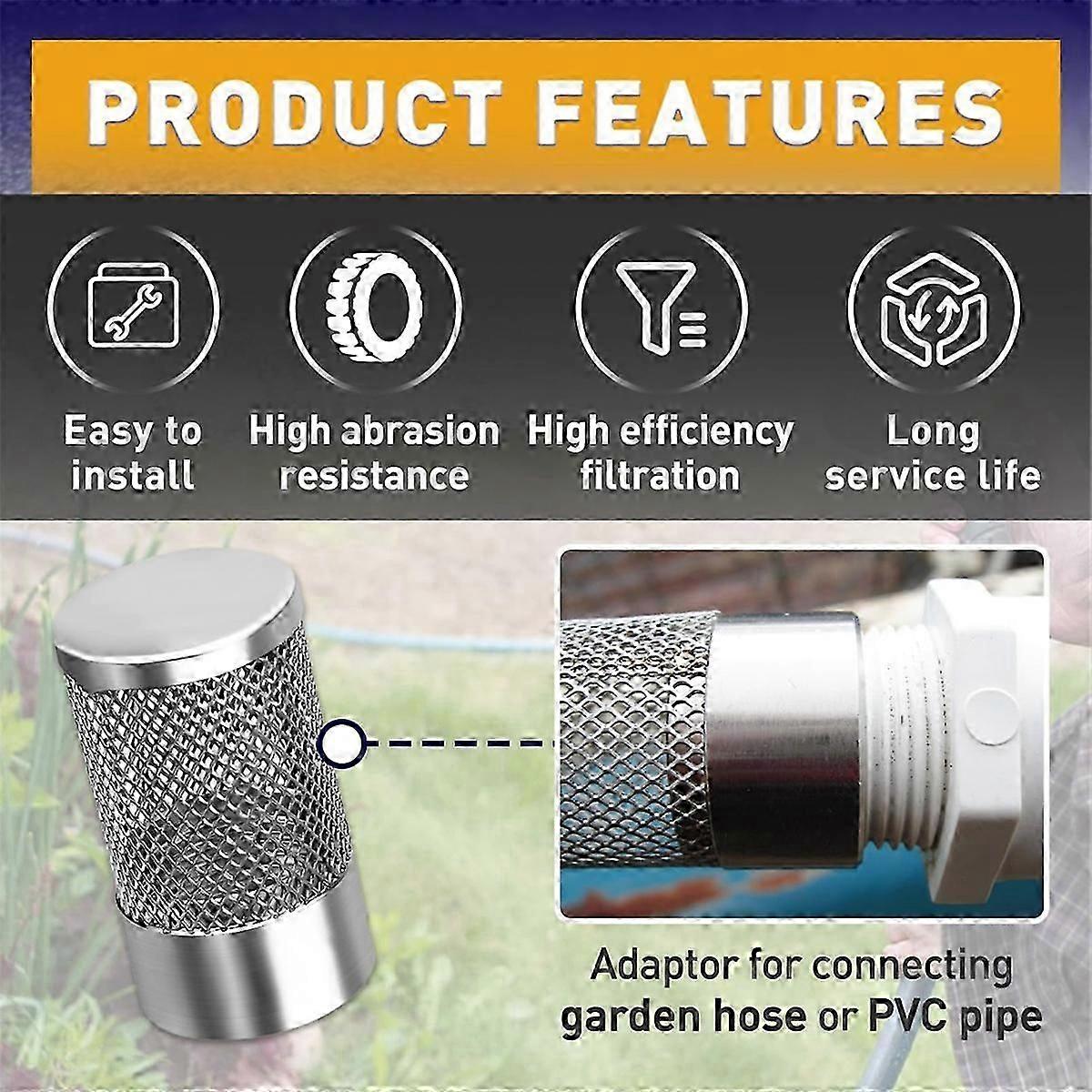 Inlet Suction Strainer Mesh Filter Compatible with Livewell Pump,Industrial Plumbing Inline, Garden