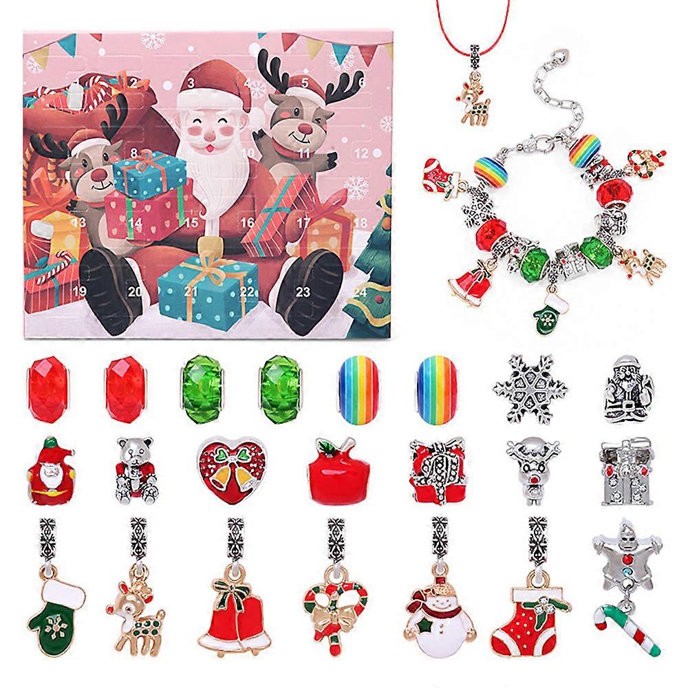 Christmas Advent Calendar Bracelets 24 Days Xmas Countdown Calendar DIY Charm