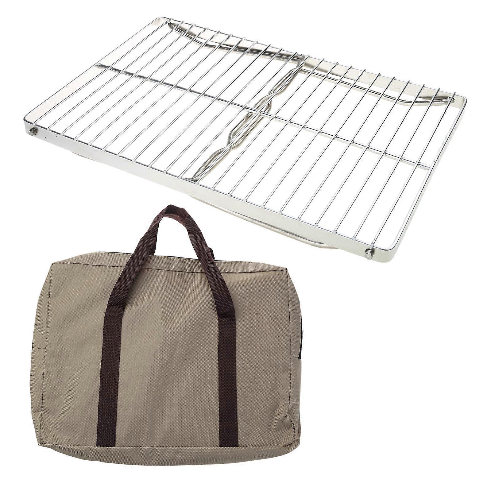 Foldable Camping Table Outdoor Folding Table Barbecue Table Stainless Steels Grilling Grate With Legs Camping Table Multicolor