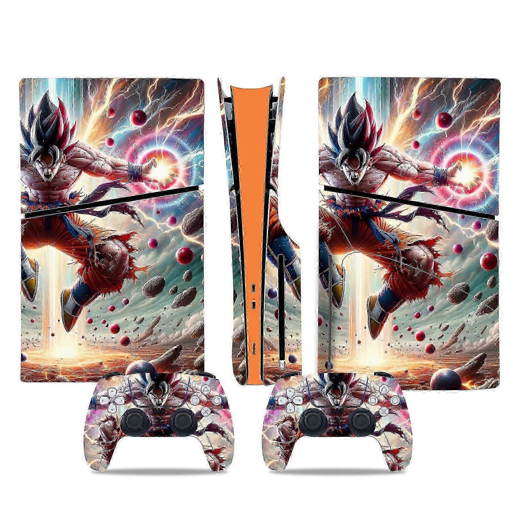 Vinyl Skin for PS5 Slim Disk Edition Console & Controller with Dragon Ball Pattern Decorations