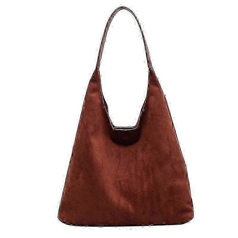 Autumn Winter Women's Vintage Large Capacity Suede Casual Shoulder Bag Retro Commuter Handbag with Solid Color and Simple Style