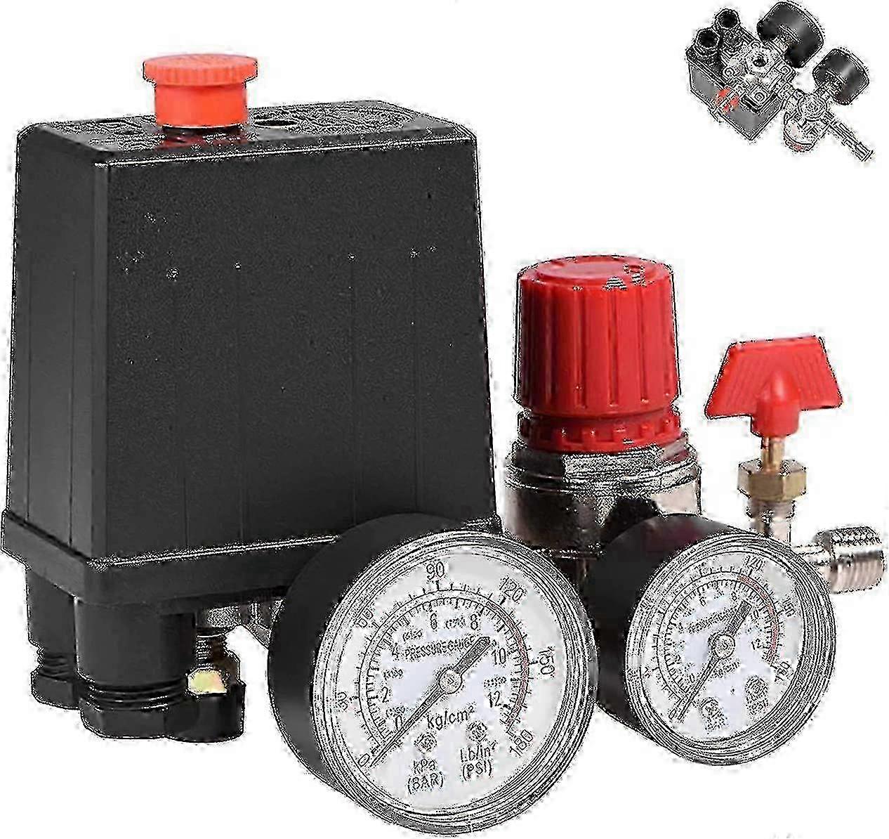 90-120psi 4 Port Single Stage Air Compressor Pressure Switch With Gauges For Quick Pressure Reduction f26