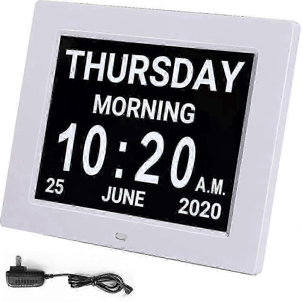 Digital Day Clock, Extra Large Display Digital Calendar Alarm Clock, Auto Dimming IPS Screen, Picture and Video Playback, for Seniors