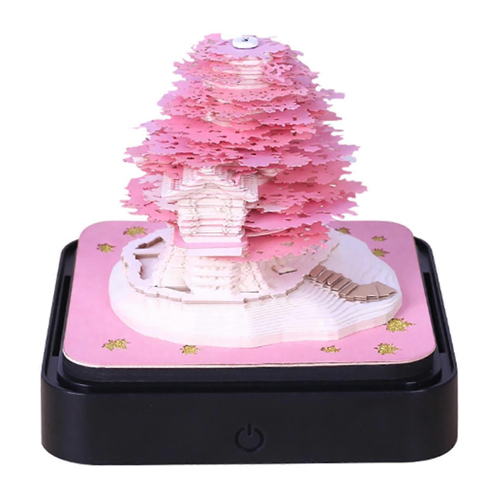 3D Sakura Tree Calendar 2026 Paper Sculpture Art Calendar Notepads, Tearoff Desk Calendar Memo Pads for School Home Office