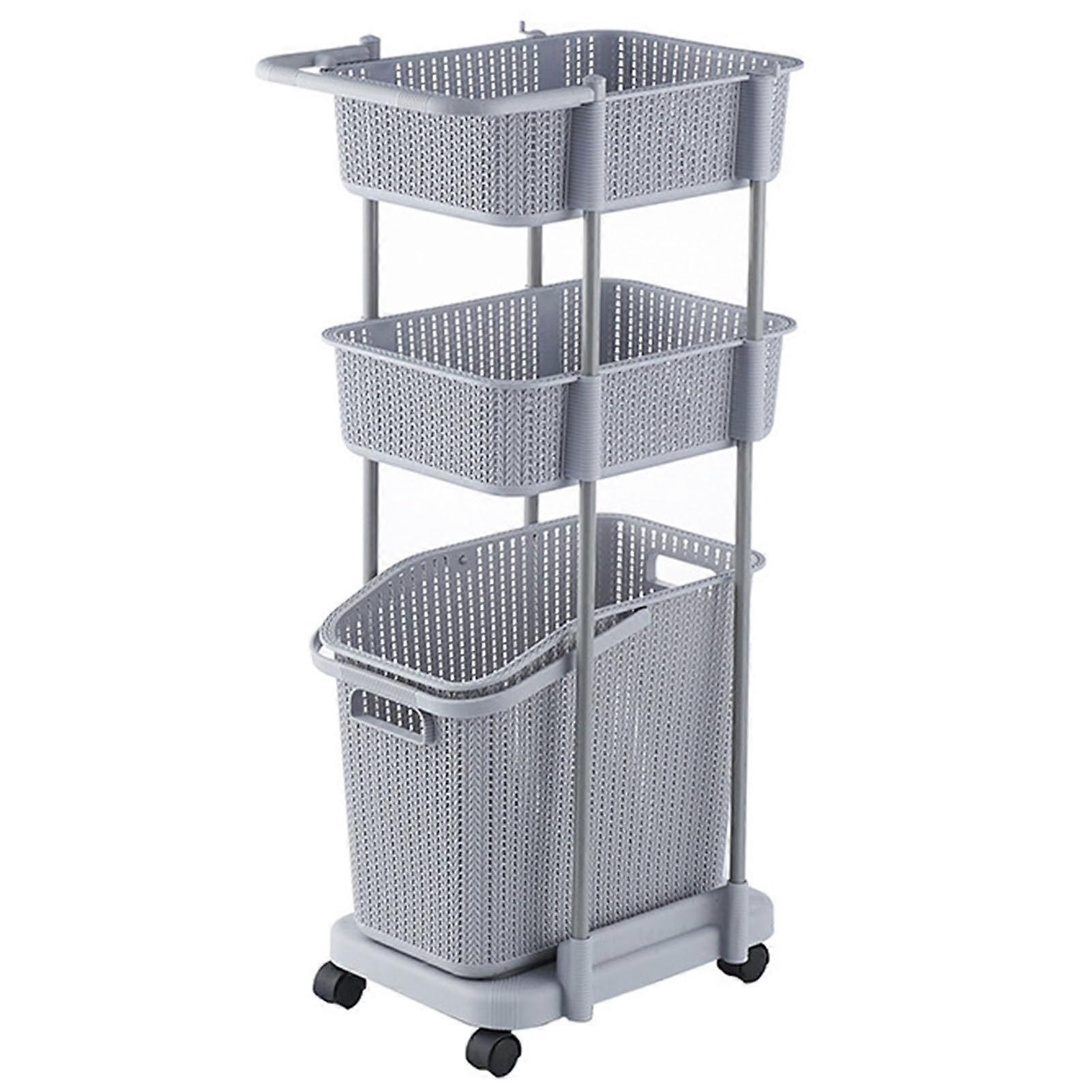 Rolling Multi-Layer Laundry Cart With Wheels 41.5x35x97cm - Bathroom Bedroom Laundry Basket Shelf Cart Storage Solution