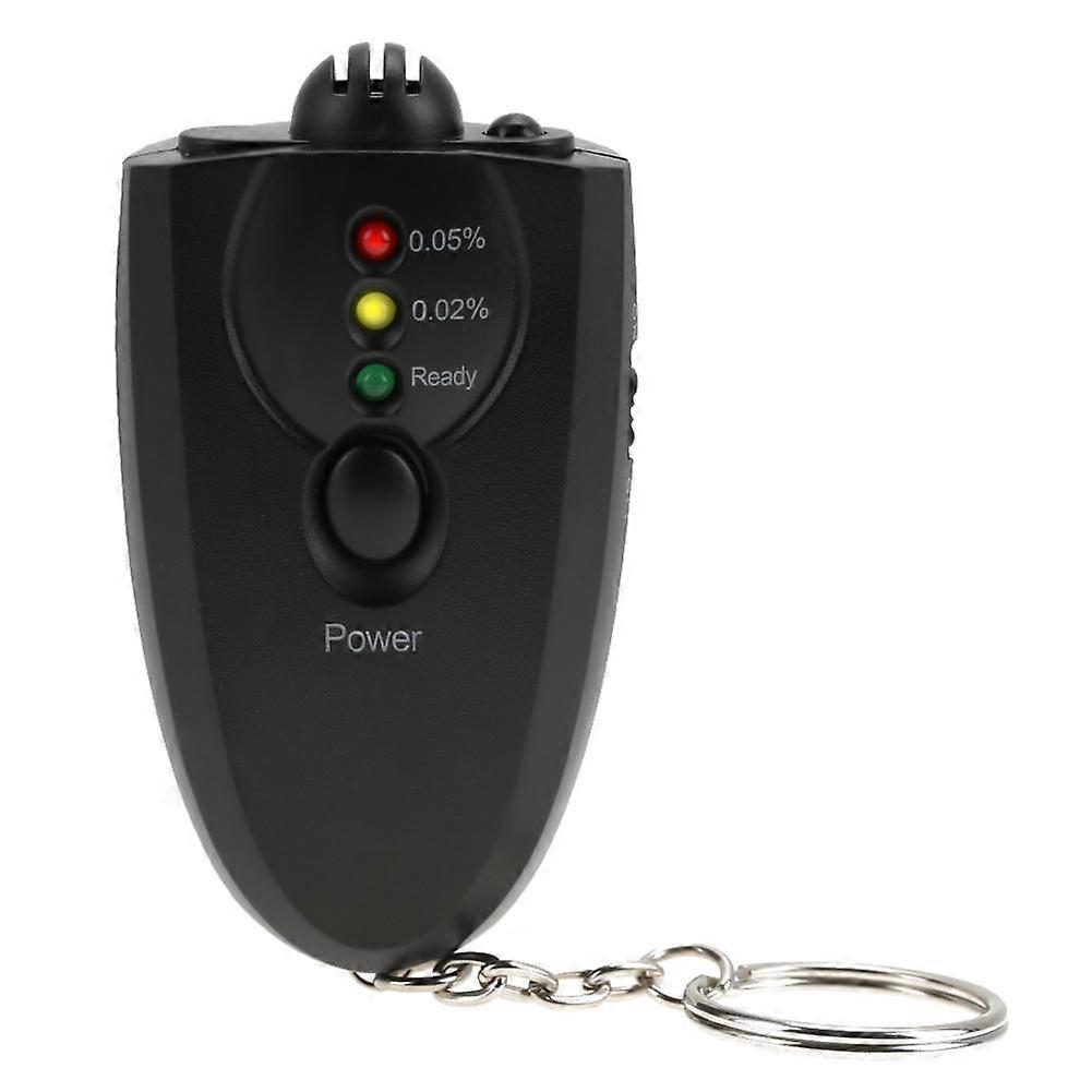 Portable Keychain LED Alcohol Breath Tester with Torch Function Black
