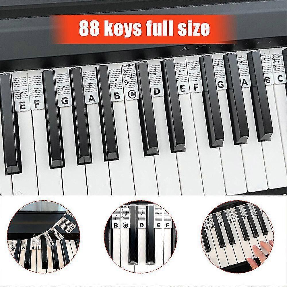 Removable Piano Keyboard Note Labels Reusable Silicone 88 Keys Piano Notes Guide Stickers
