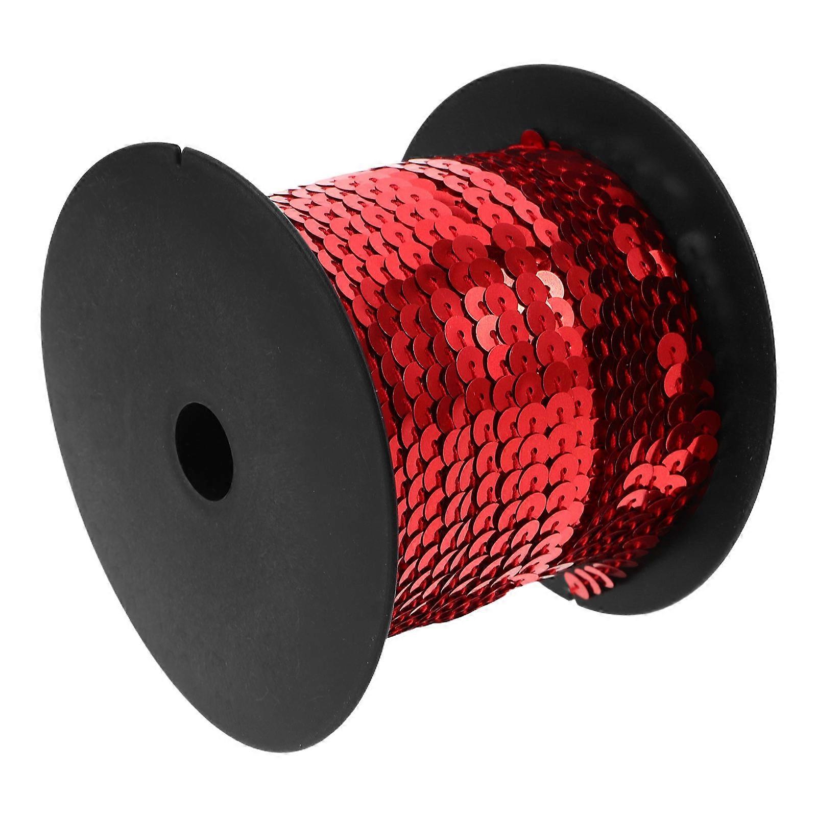 Decorative Red Sequin Trim for Sewing 1 Roll Elastic PVC Ribbon