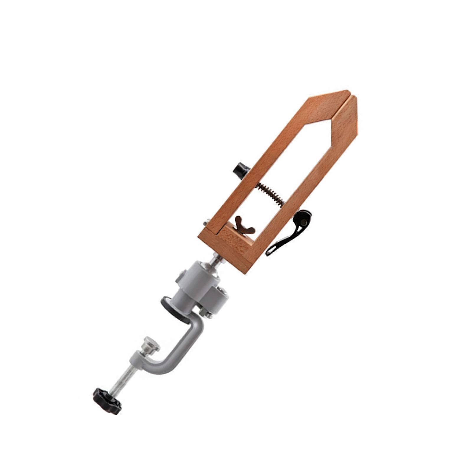 Natural Wood Leather Crafting Clamp Tool Ergonomic Handle for Secure Stitching Portable for Workshops Multicolor
