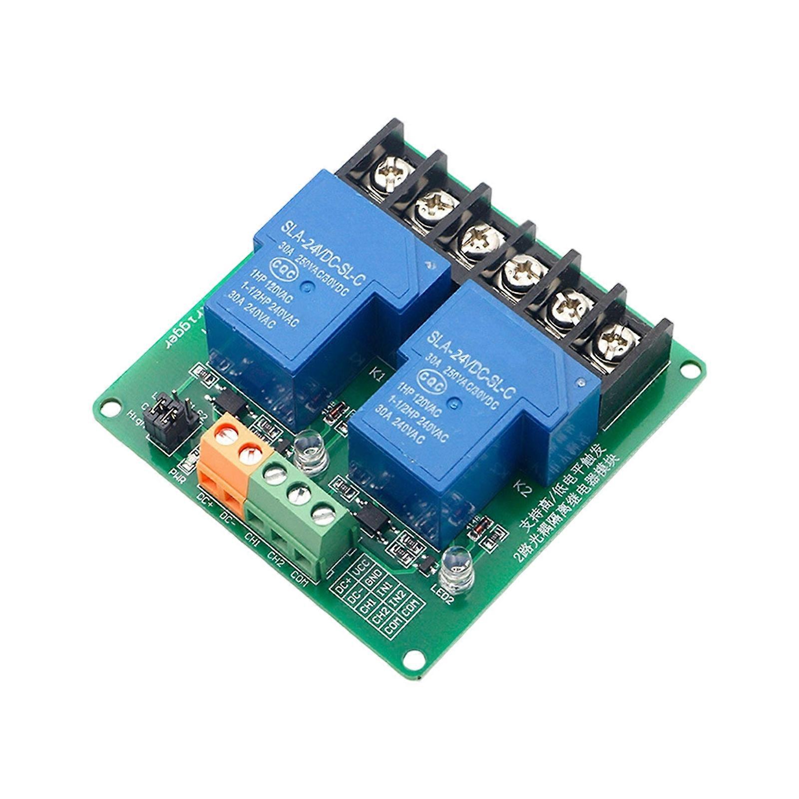 Double Channel 5V 12V 24V Relays Module High Current 30A Optoisolated Control for Industrial Automation Home Appliances Multicolor