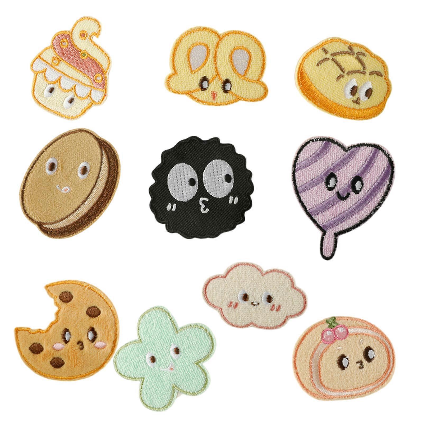 10 Pcs Sew On/Iron On Patches Cookie Embroidered Patches Cartoon Food Repair Patches Applique Patches for Clothes Multicolor