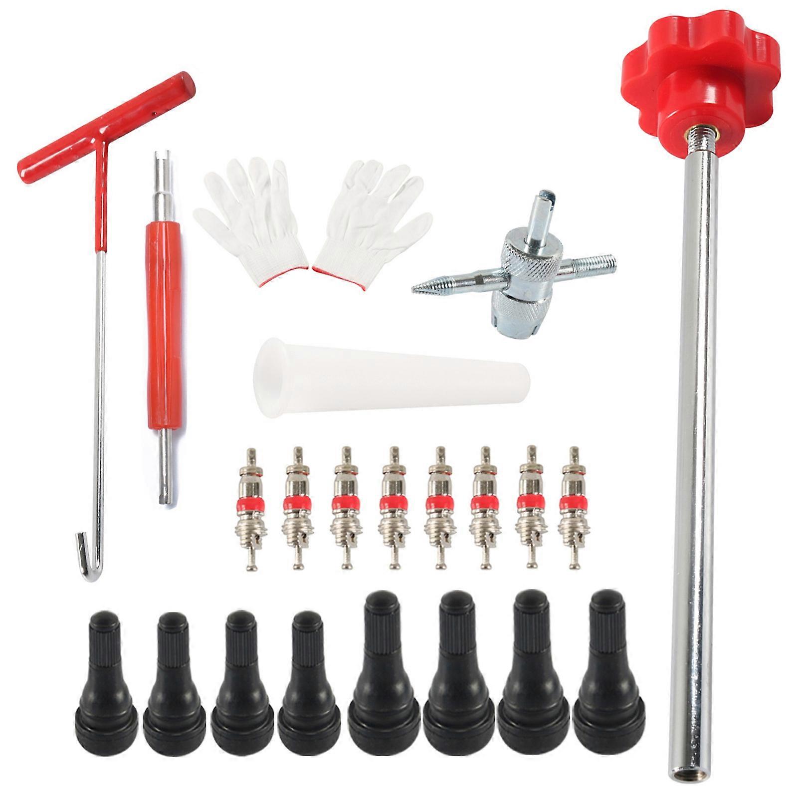 Tire Valves Stem Cores Replacement Tool Kit Quick Change Tire Valves Tool Kit for Replacing Leaky Valves in Motorcycles  Red