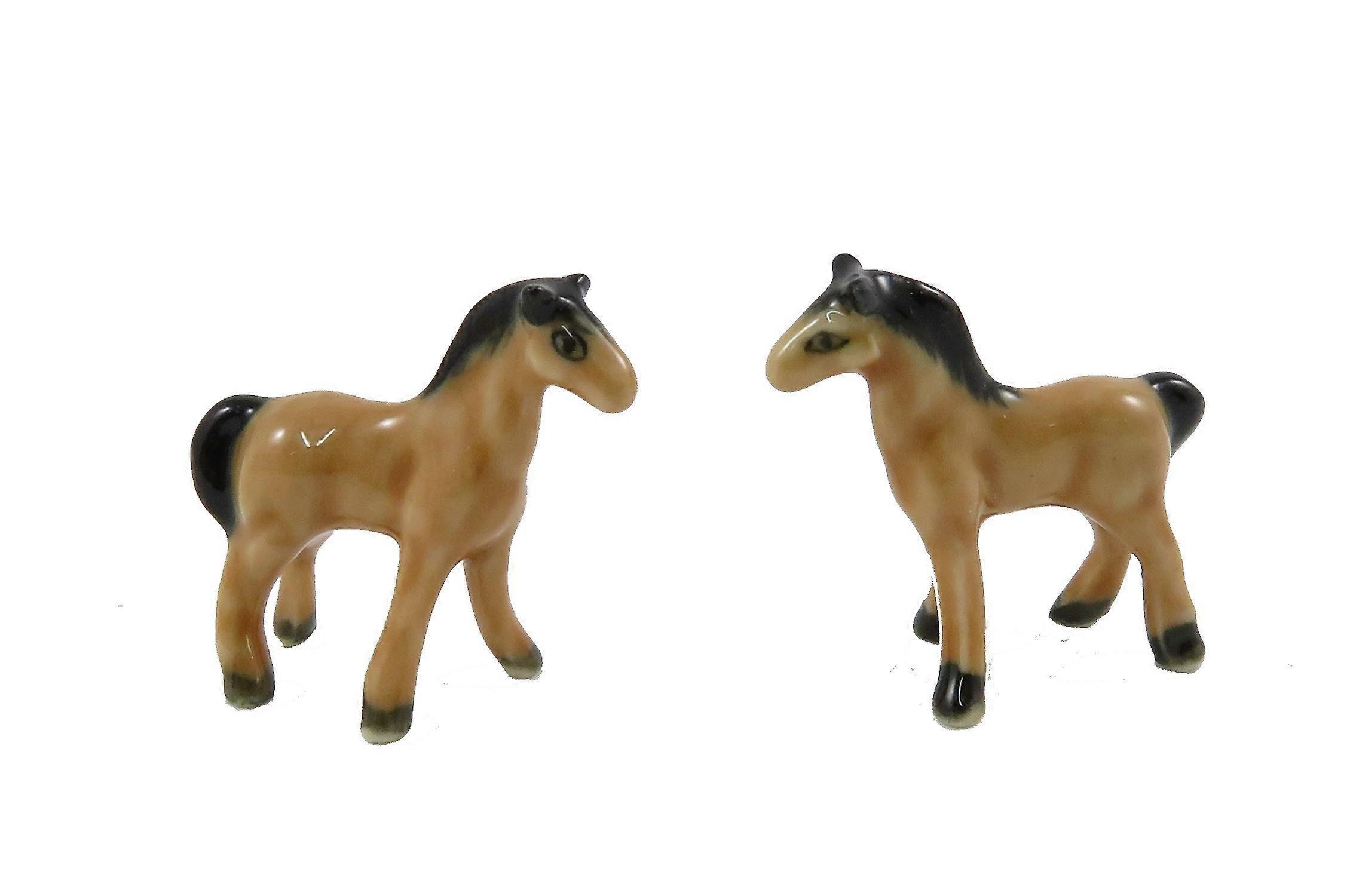 دمى البيت زوج من السيراميك الحصان الحلي مصغرة الخزف التبعي 