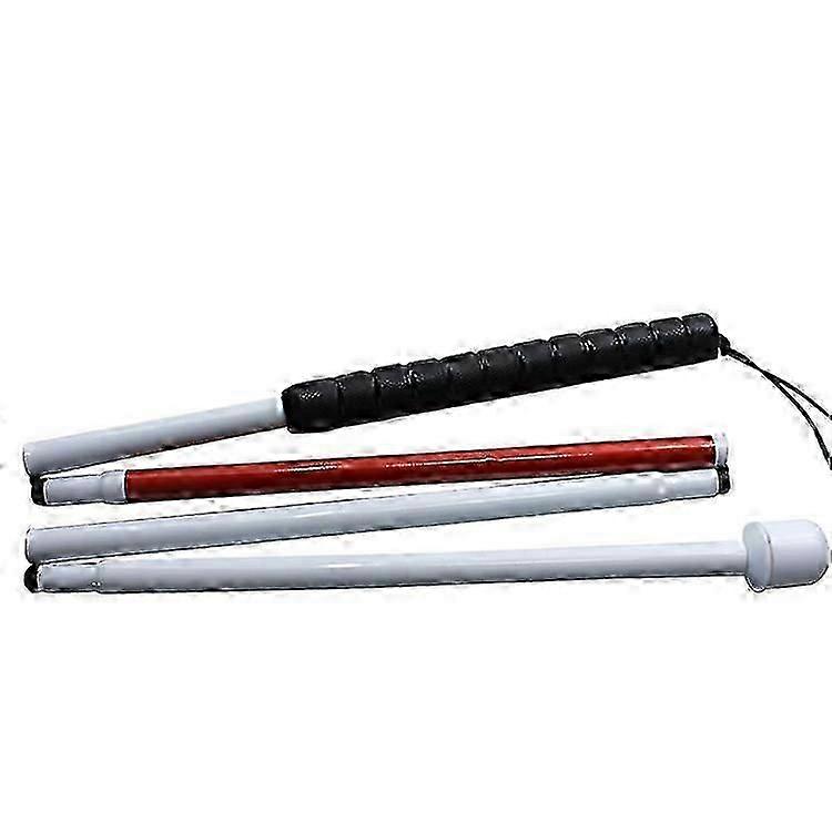 قصب أبيض ، قصب أعمى ، عصا قابلة للطي من سبائك الألومنيوم 4 أقسام مقاس 127 سم ، للمكفوفين