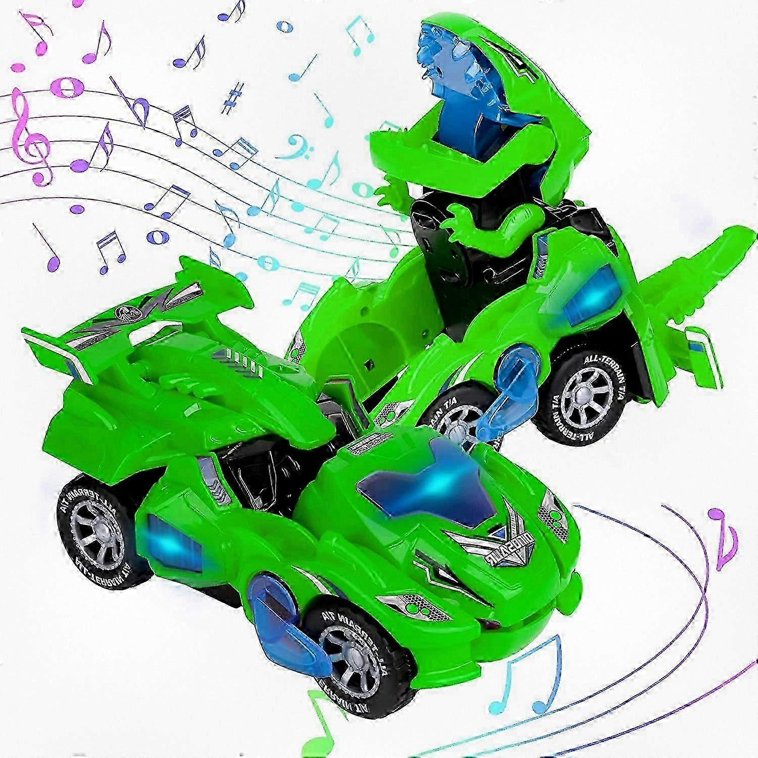 Automatic Dinosaur Toys with Music, 2 in 1 Automatic Dino Cars with LED Light, Suitable for Kids Aged 3-5, Red Color