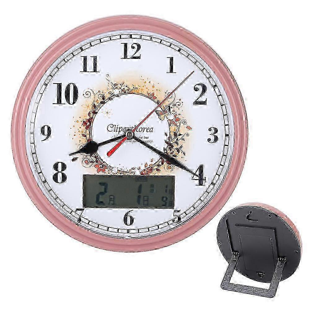 Elegant Style Dual Use Wall Hanging Clock Table Quartz Clock with Lunar Calendar Display