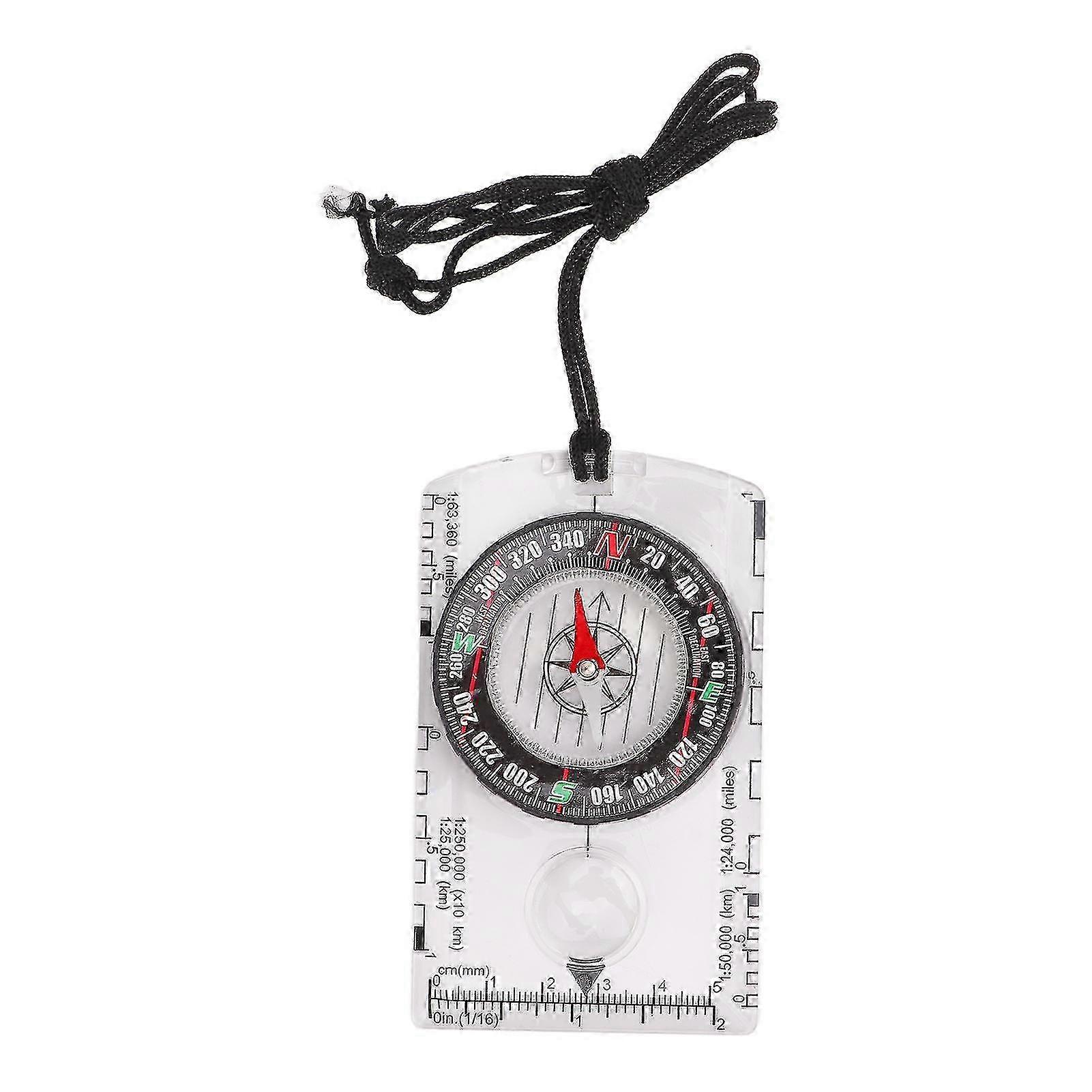 Orienteering Compass Multifunctional Compass Map Scale Ruler with Lanyard for Hiking Backpacking Navigation