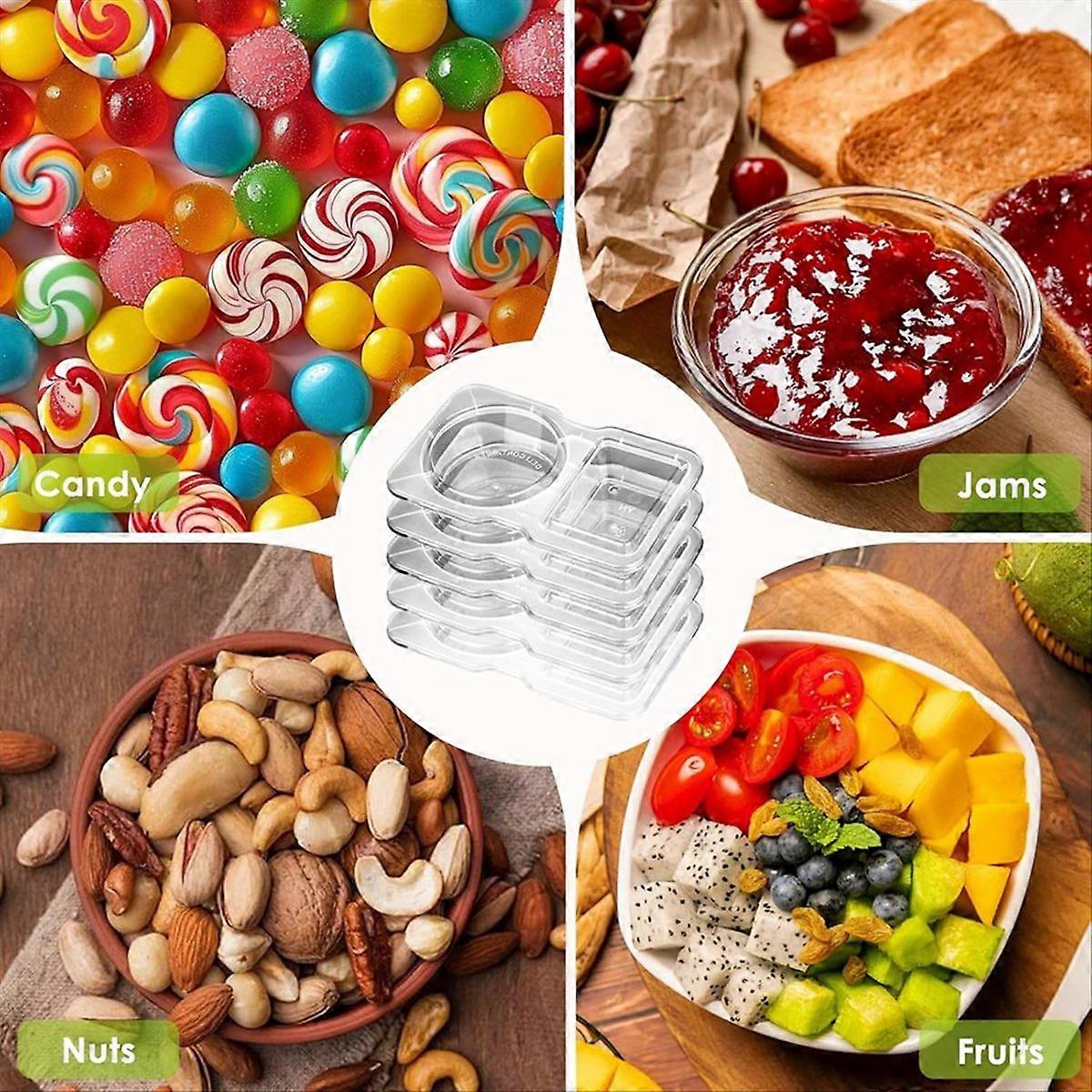 20 PCS Snack Containers with Lid Leakproof Dipping Containers with 2 Compartments Reusable Snack Con