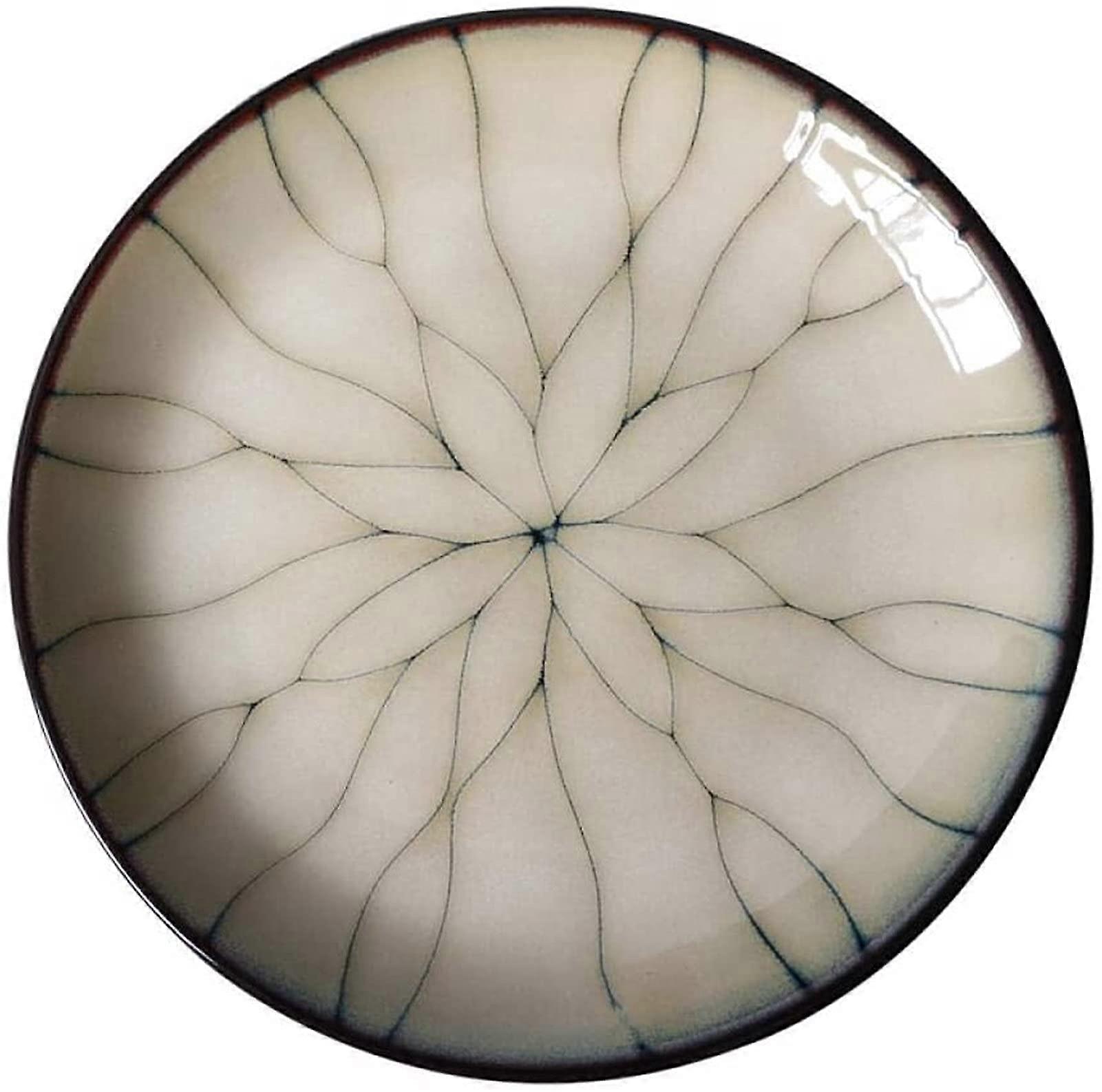 Ceramic Dinnerware Set with Kiln Glazed Geometric Pattern, 12 Piece Porcelain Tableware for Home Dining