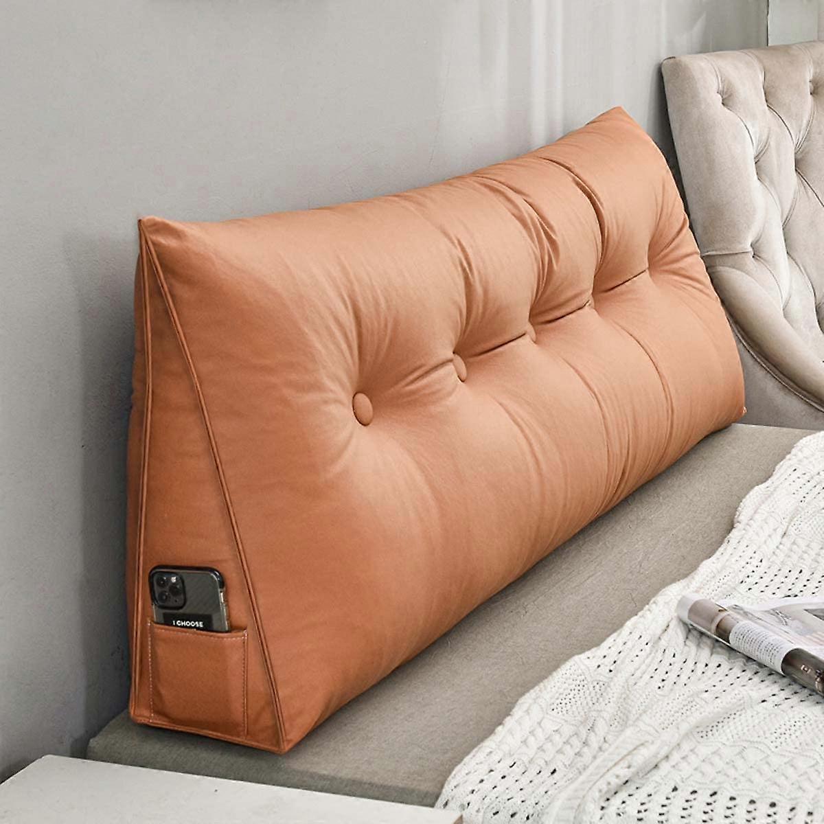 Back Pillow Wedge Lumbar Support Cushion Leathaire Triangular Day Sofa Backrest Bolster