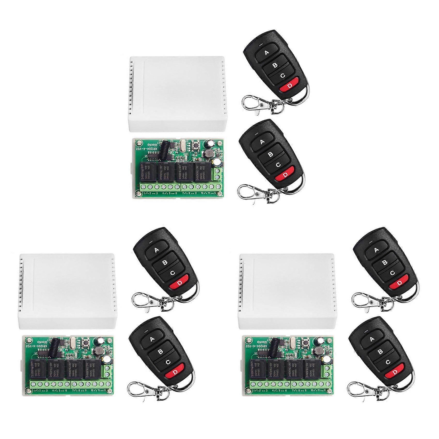 3X DC12V 24V 4CH Remote Control Switch 433M Receiving Control Four-Way Relay Module