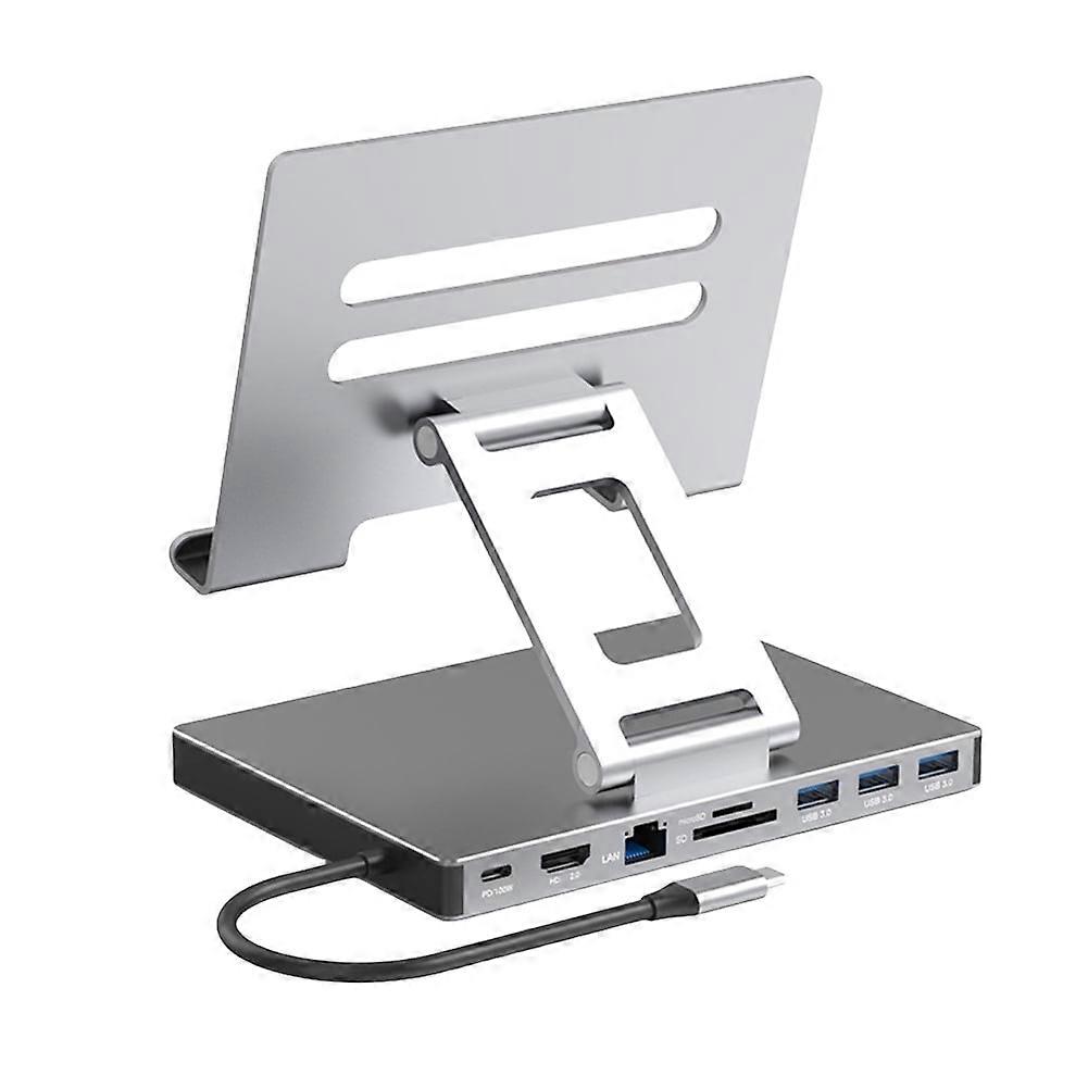 Jixopn Type C Docking Station, Aluminum Alloy, HDMI & USB-C, PD, USB3.0, 4K@60Hz, 5Gbps, SD/TF, Gigabit Ethernet