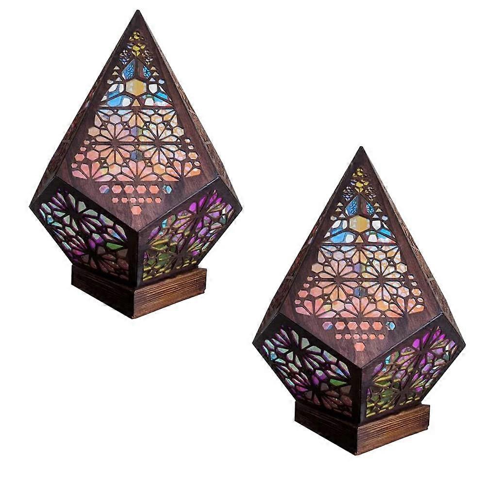 Modern Decorative LED Floor Lamp with Diamond Pattern USB Night Light for Living Room, 2 Pack