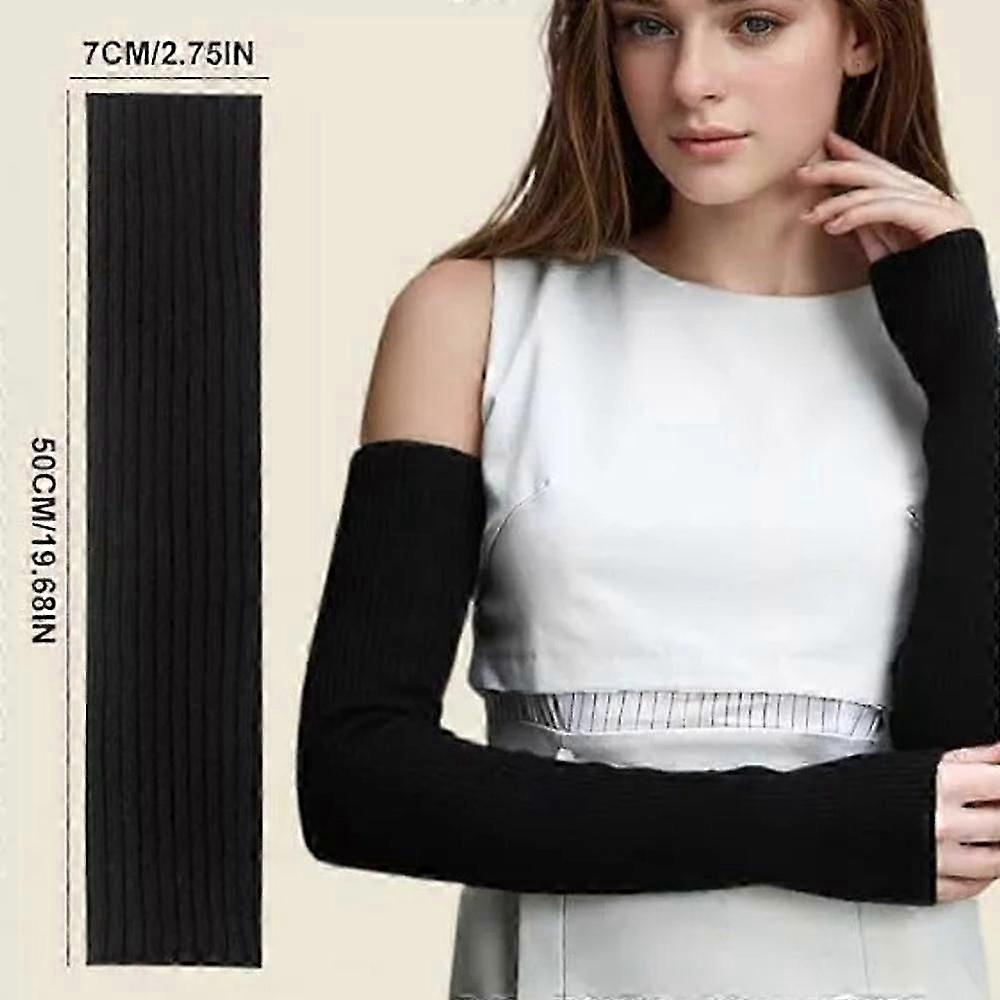 Manchettes d’hiver pour femmes, manches longues en tricot avec trou pour le pouce