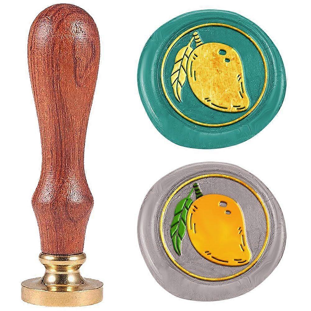 Mango 1" Wax Seal Stamp Retro Sealing Stamps Removable Brass Head Seal Stamp with Wooden Handle Sealing Wax Stamp for Envelope Greeting Letter Invitat